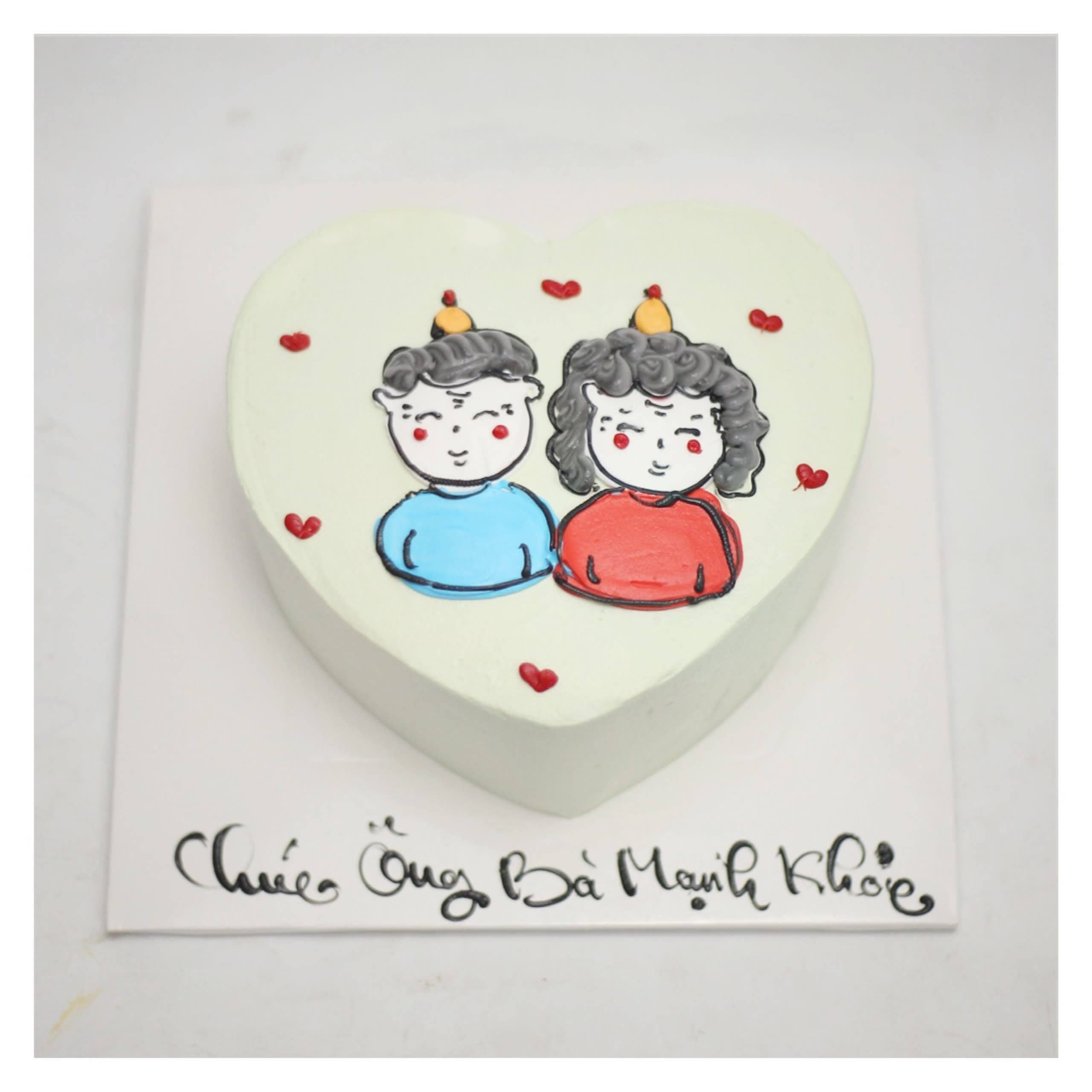 Bánh kem trái tim chúc mừng thọ ông bà