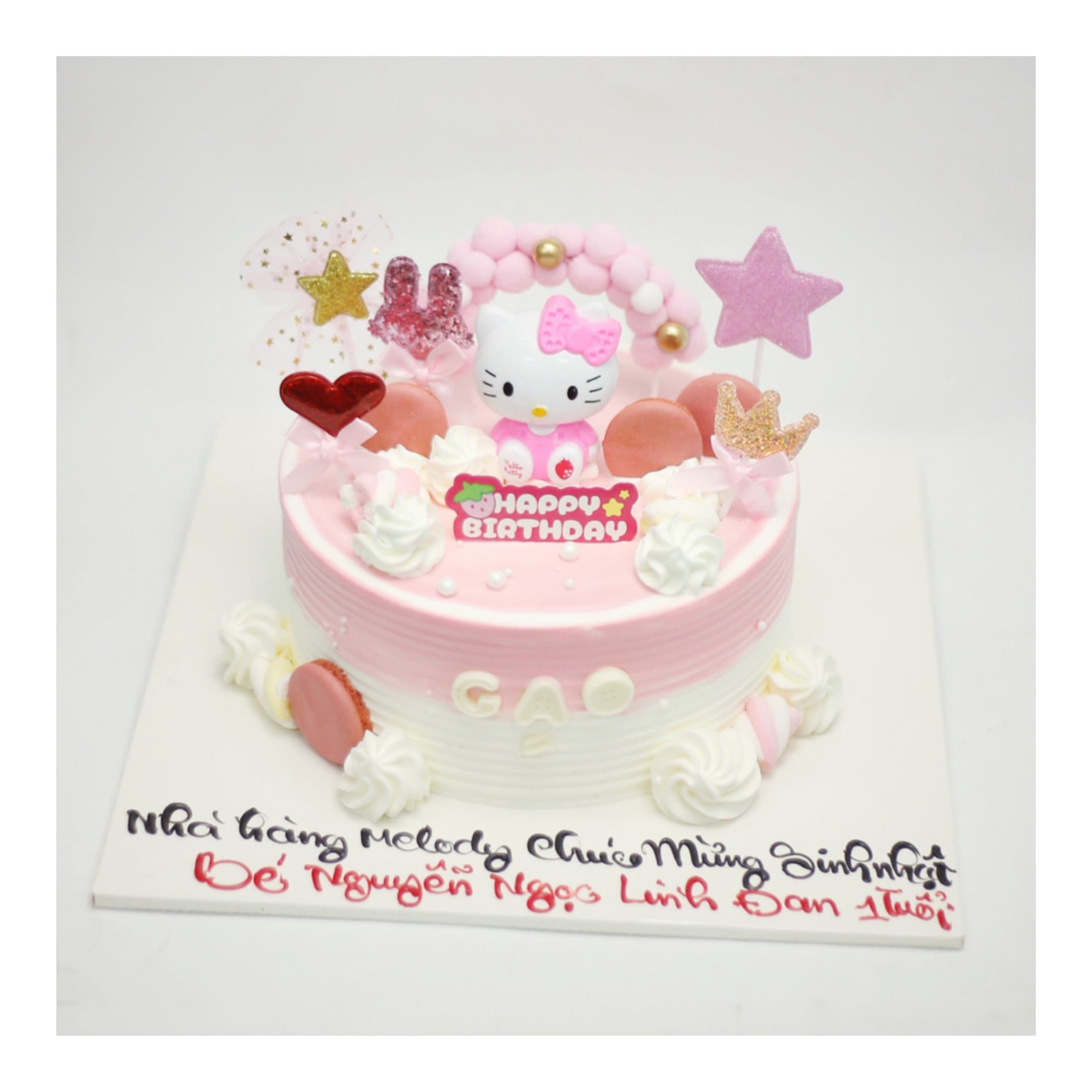 Bánh kem Hello Kitty hồng xinh cho bé gái