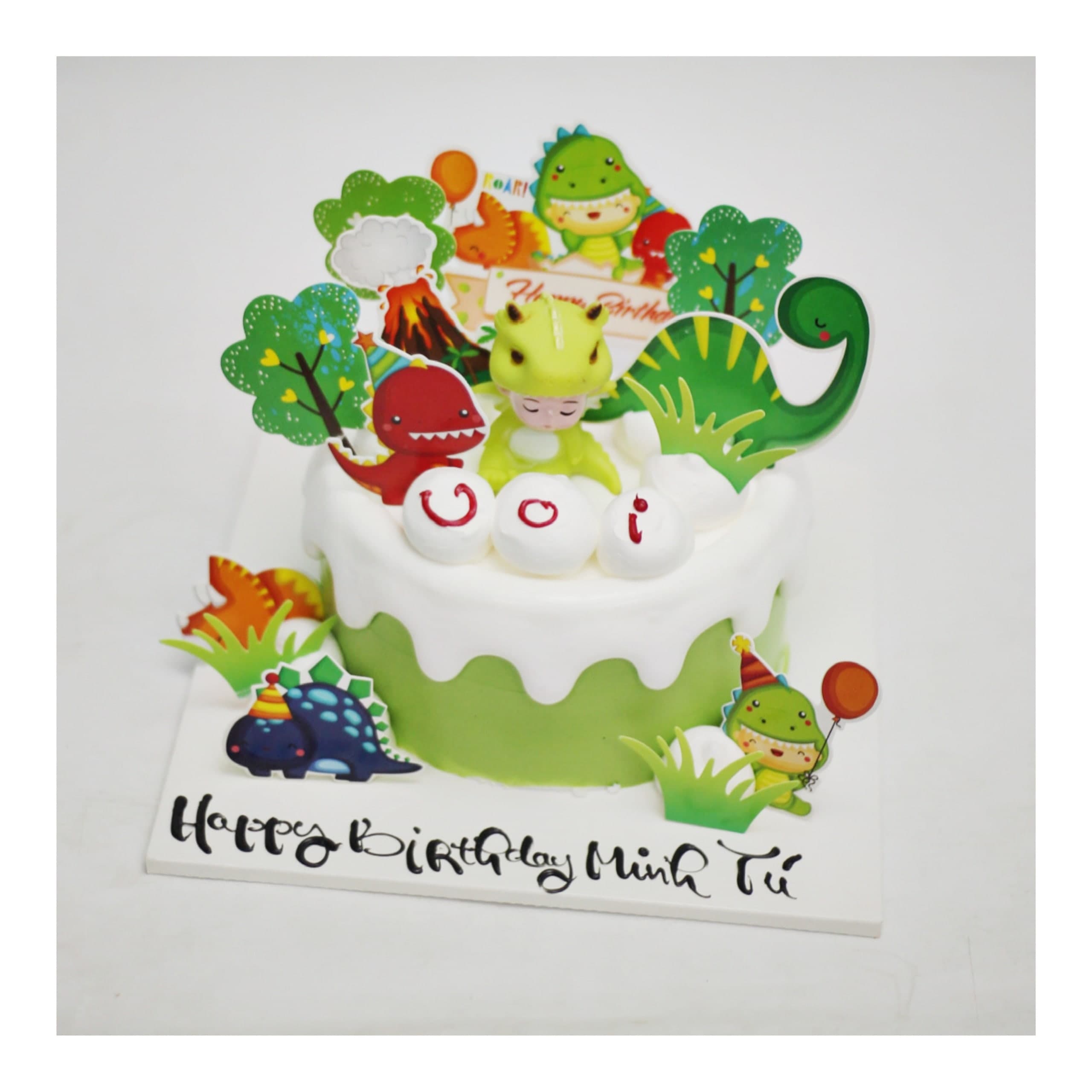 Bánh kem khủng long xanh vui nhộn cho bé