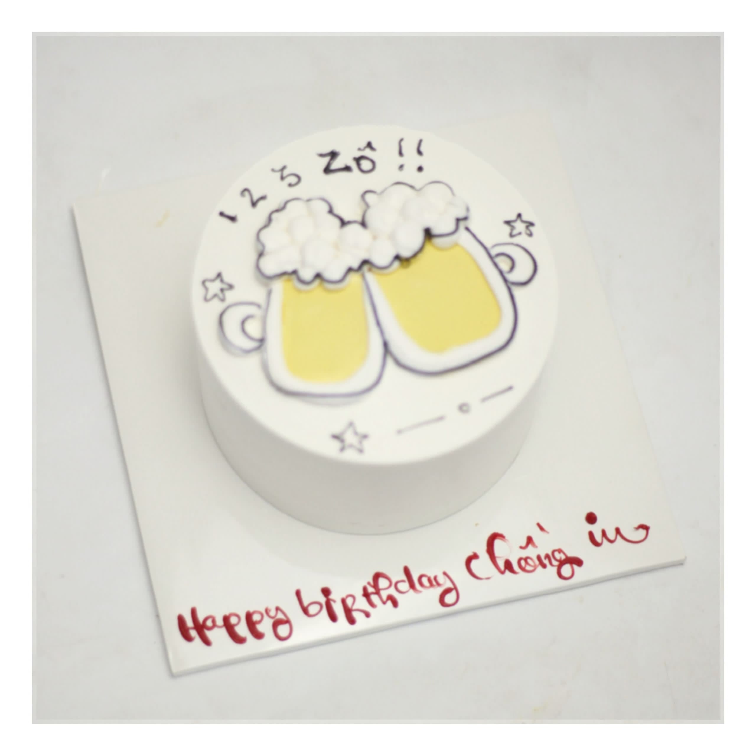 Bánh kem hai ly bia chúc mừng sinh nhật