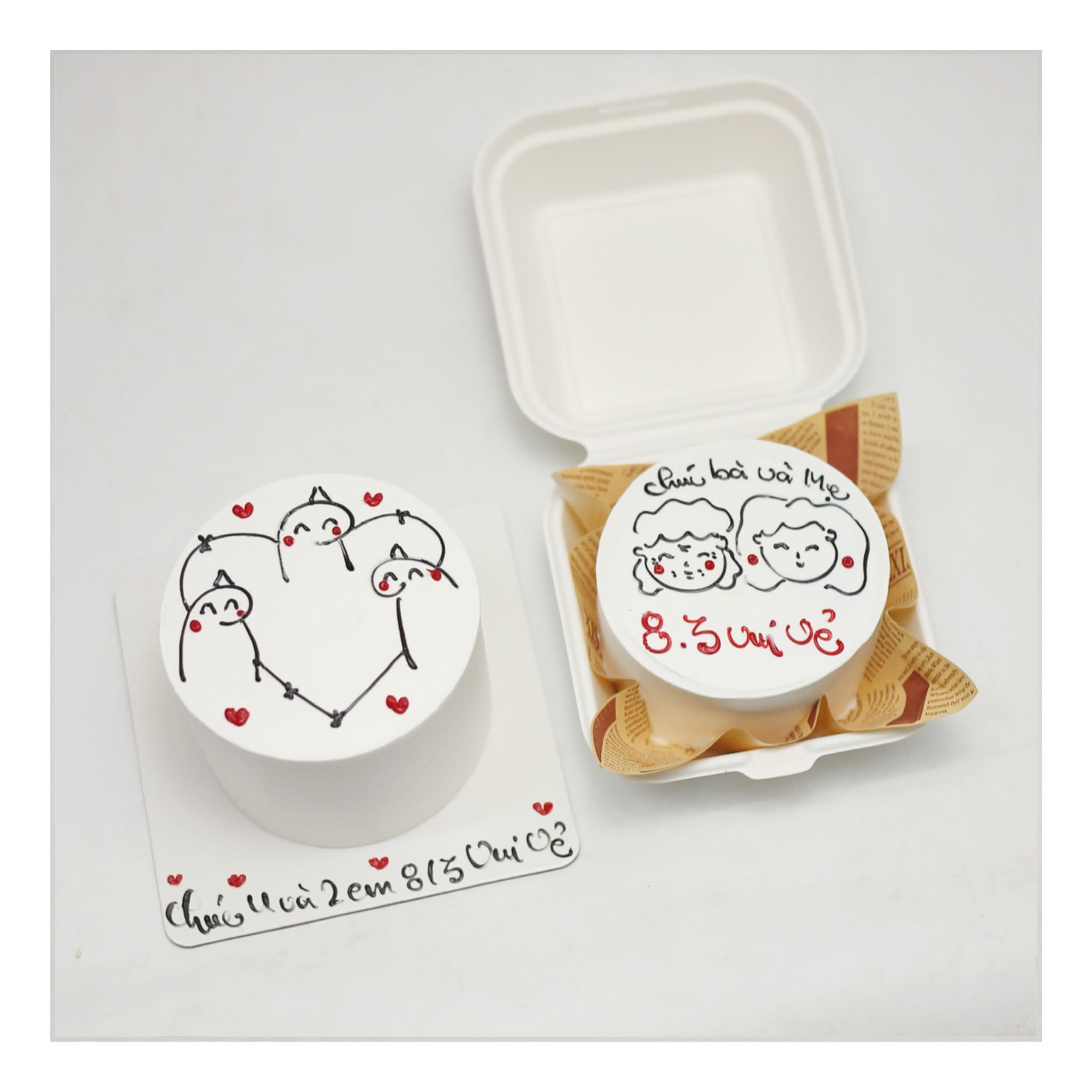 Combo bento cake vẽ hình nhân vật dễ thương