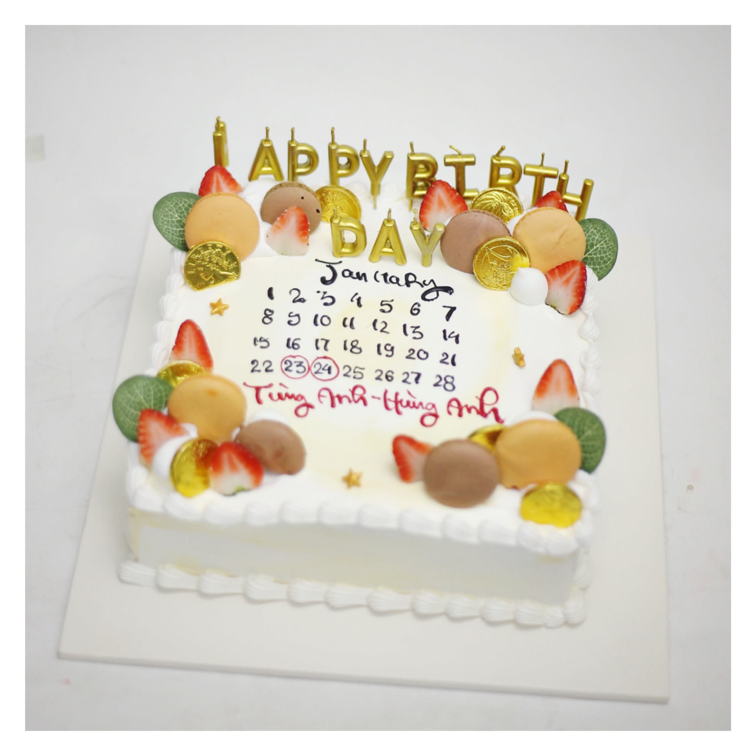 Bánh kem lịch tháng 1 ghi dấu kỷ niệm