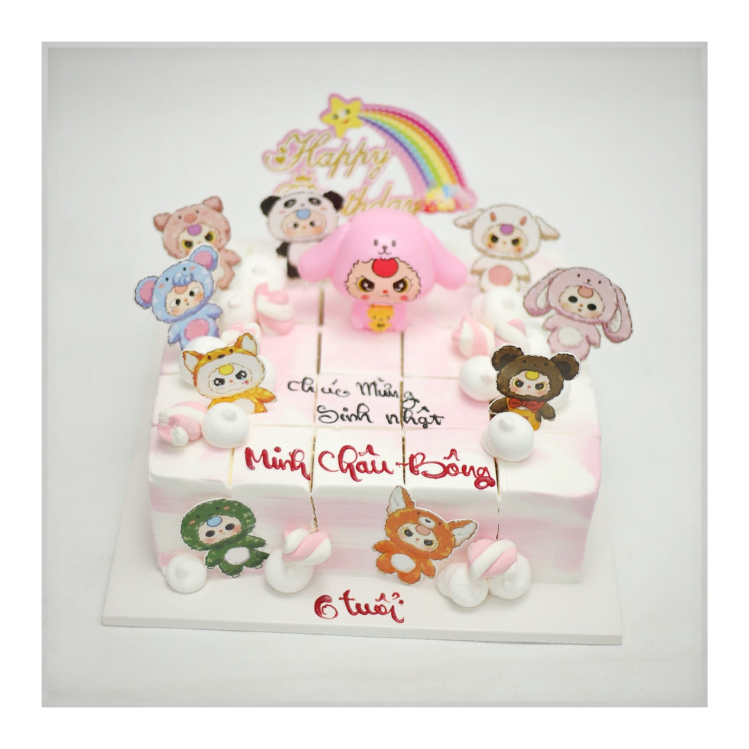 Bánh kem cắt miếng chủ đề thú bông mini
