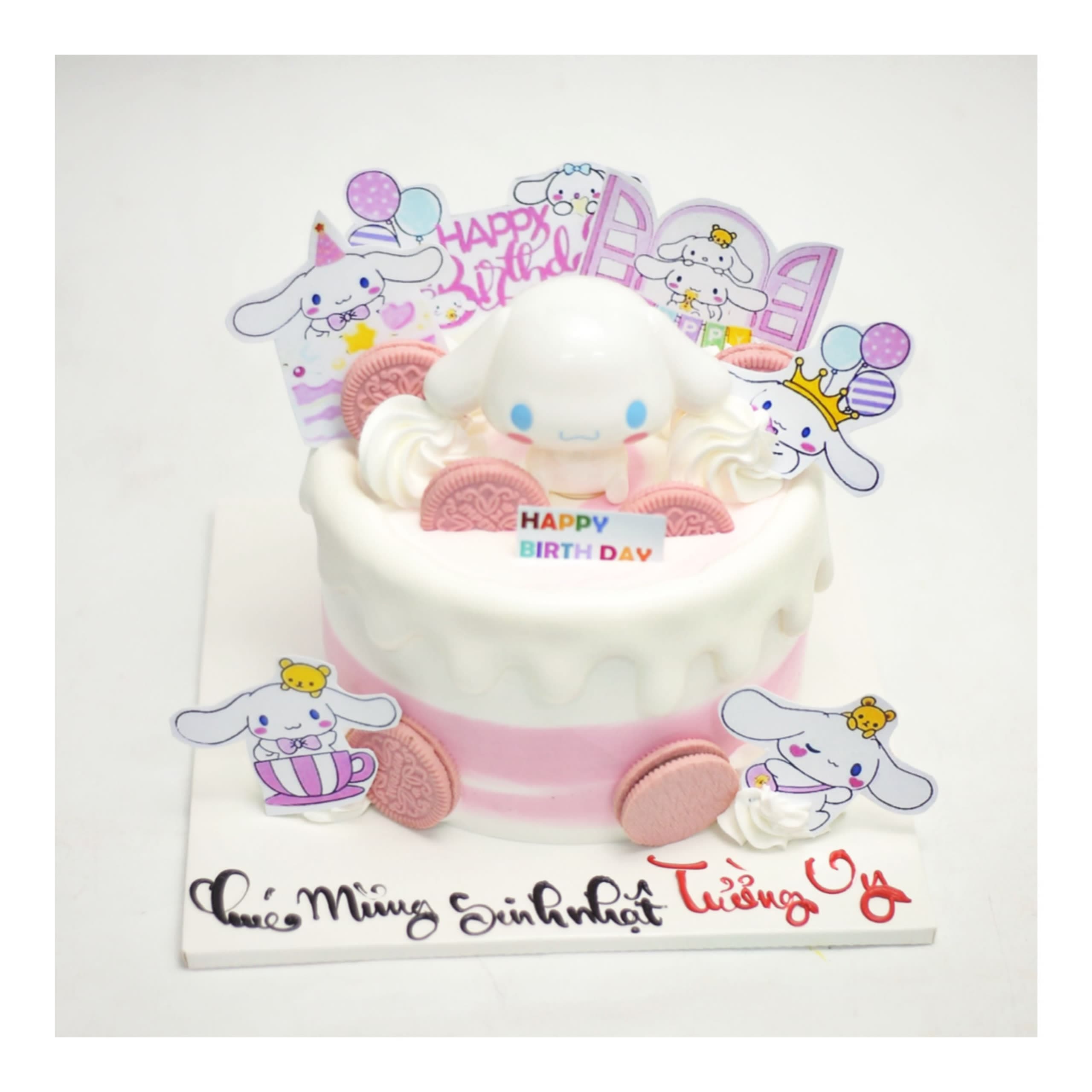 Bánh kem Cinnamoroll tông hồng trắng xinh xắn
