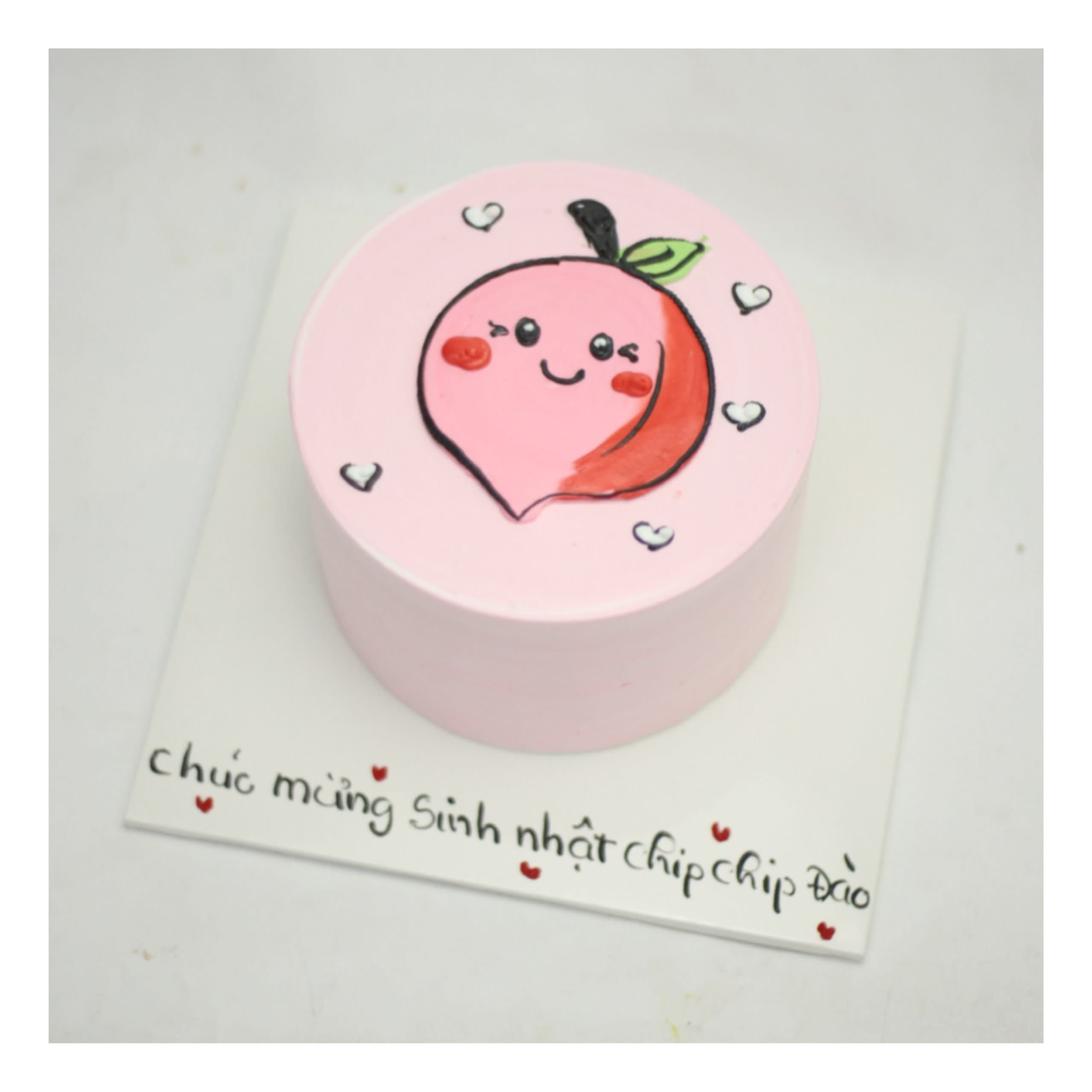Bento cake vẽ hình quả đào đáng yêu
