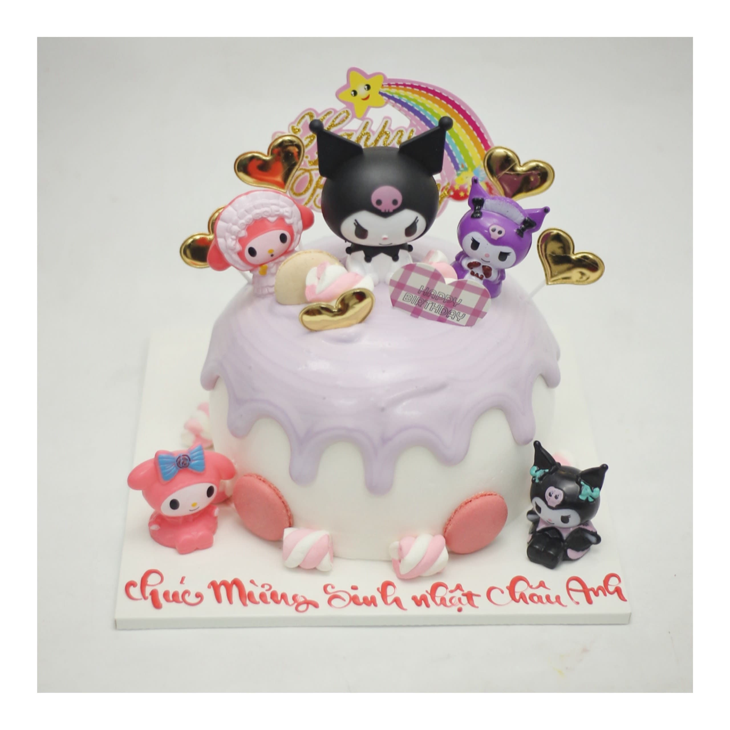 Bánh kem tím trang trí nhân vật Kuromi đáng yêu