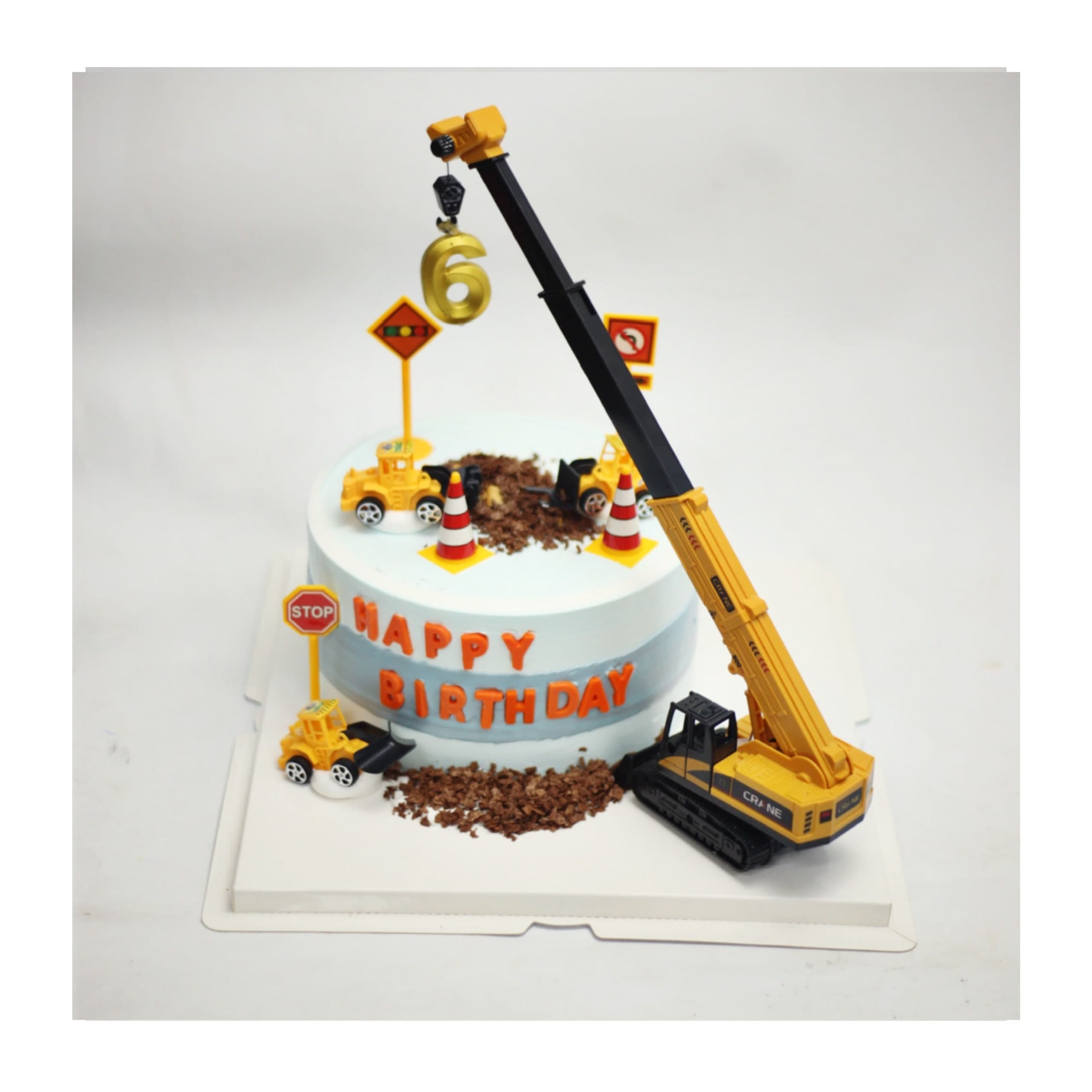 Bánh kem chủ đề công trình xây dựng máy cẩu