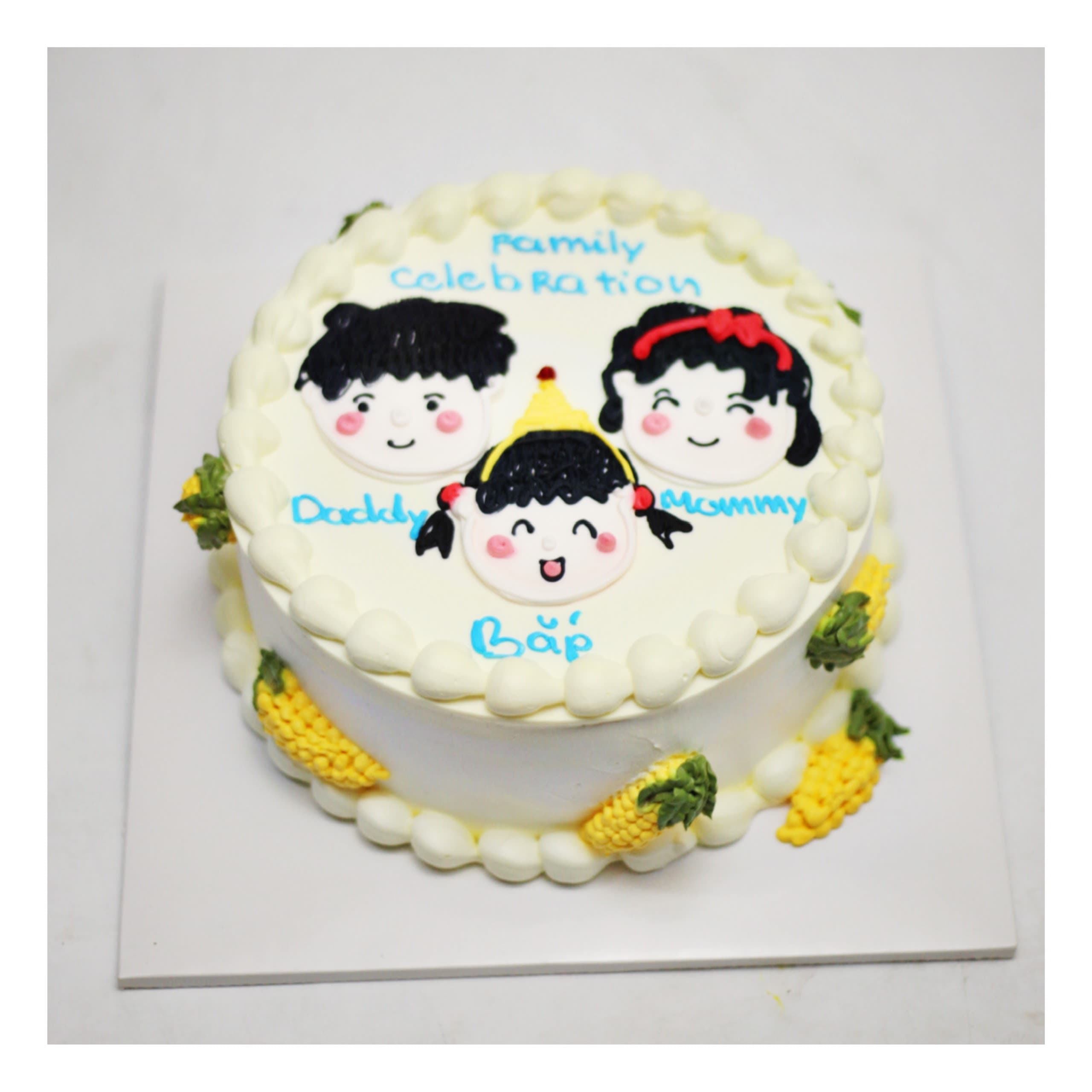 Bánh kem gia đình hạnh phúc vẽ hình minh họa