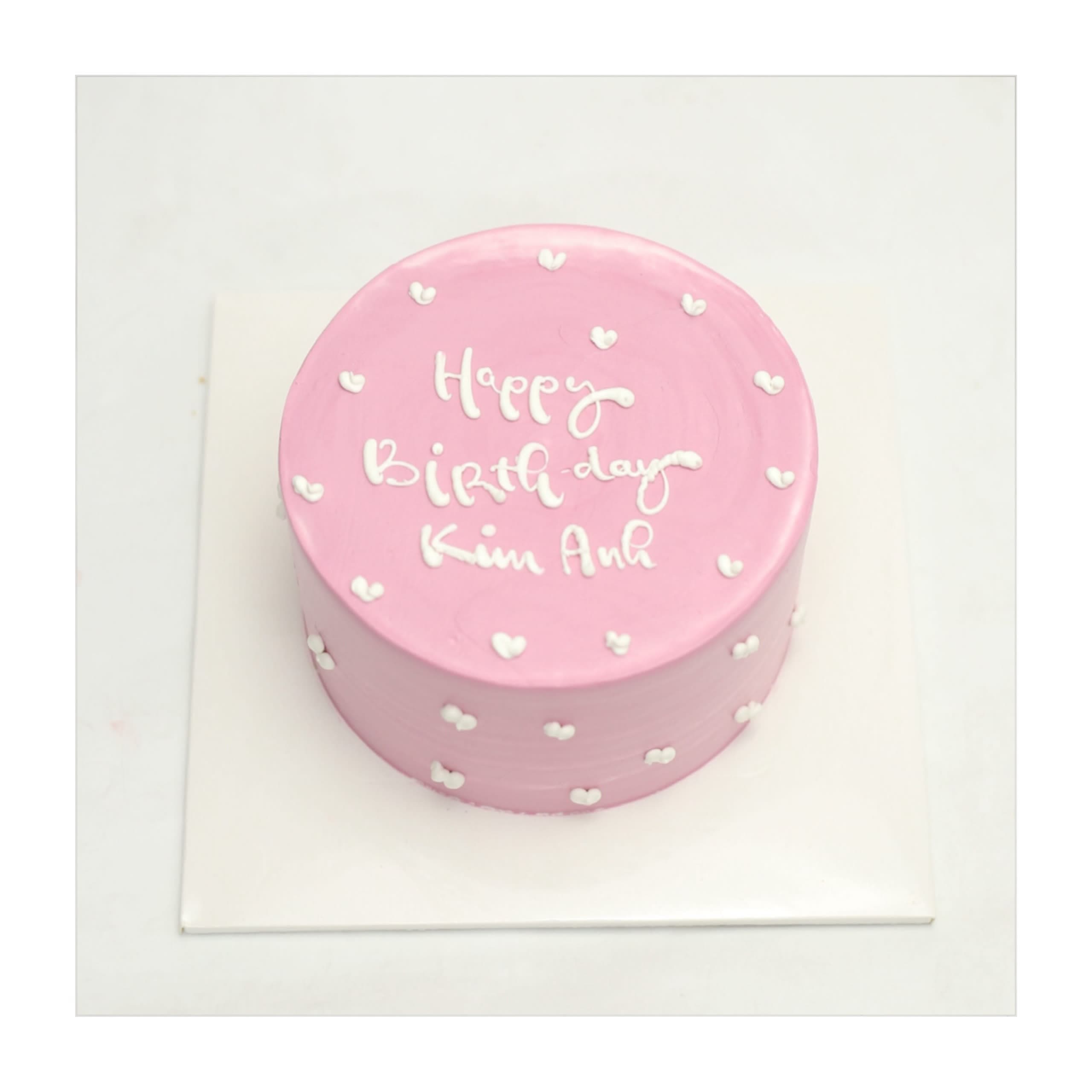 Bánh kem tối giản màu hồng hình trái tim