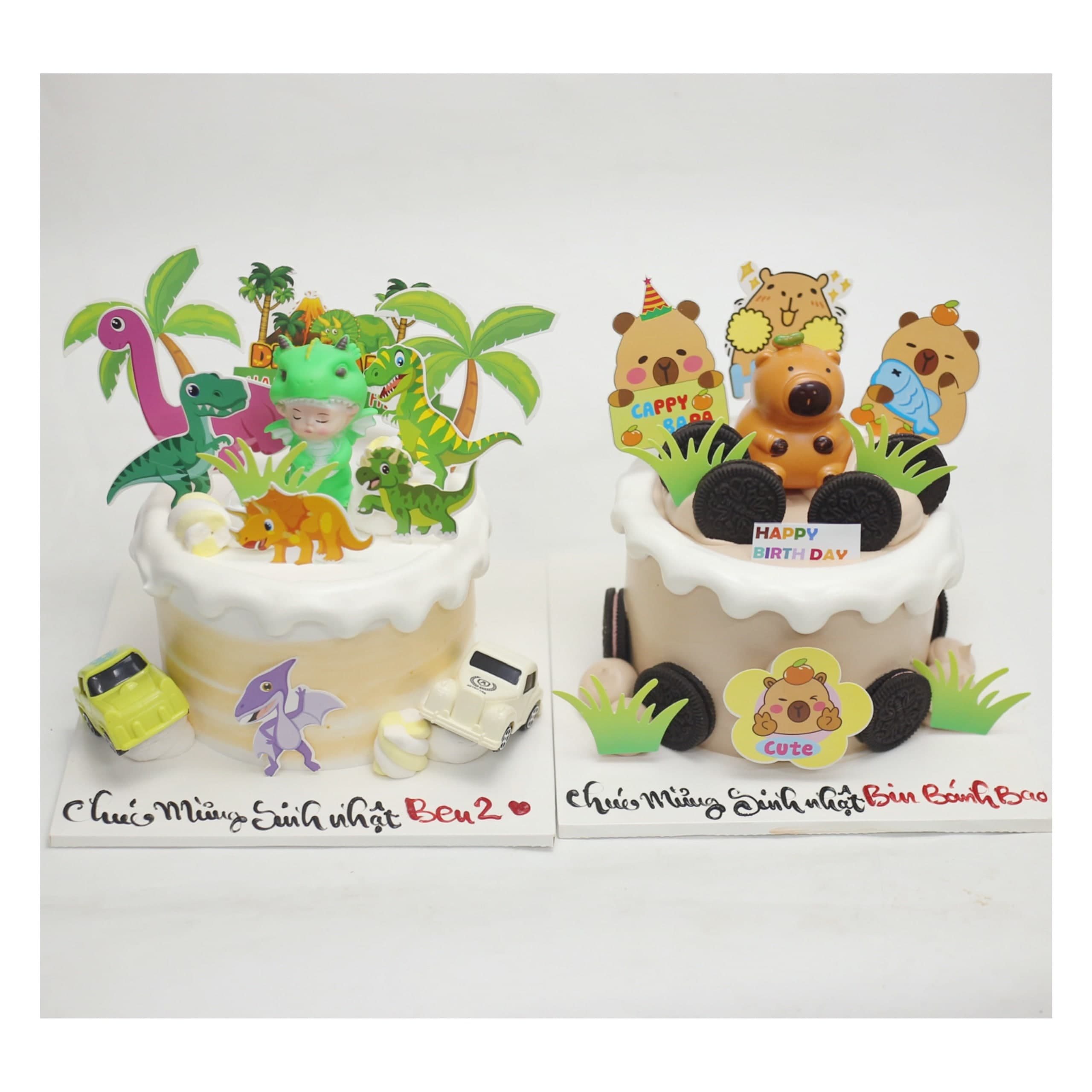 Bánh kem khủng long và Capybara dễ thương