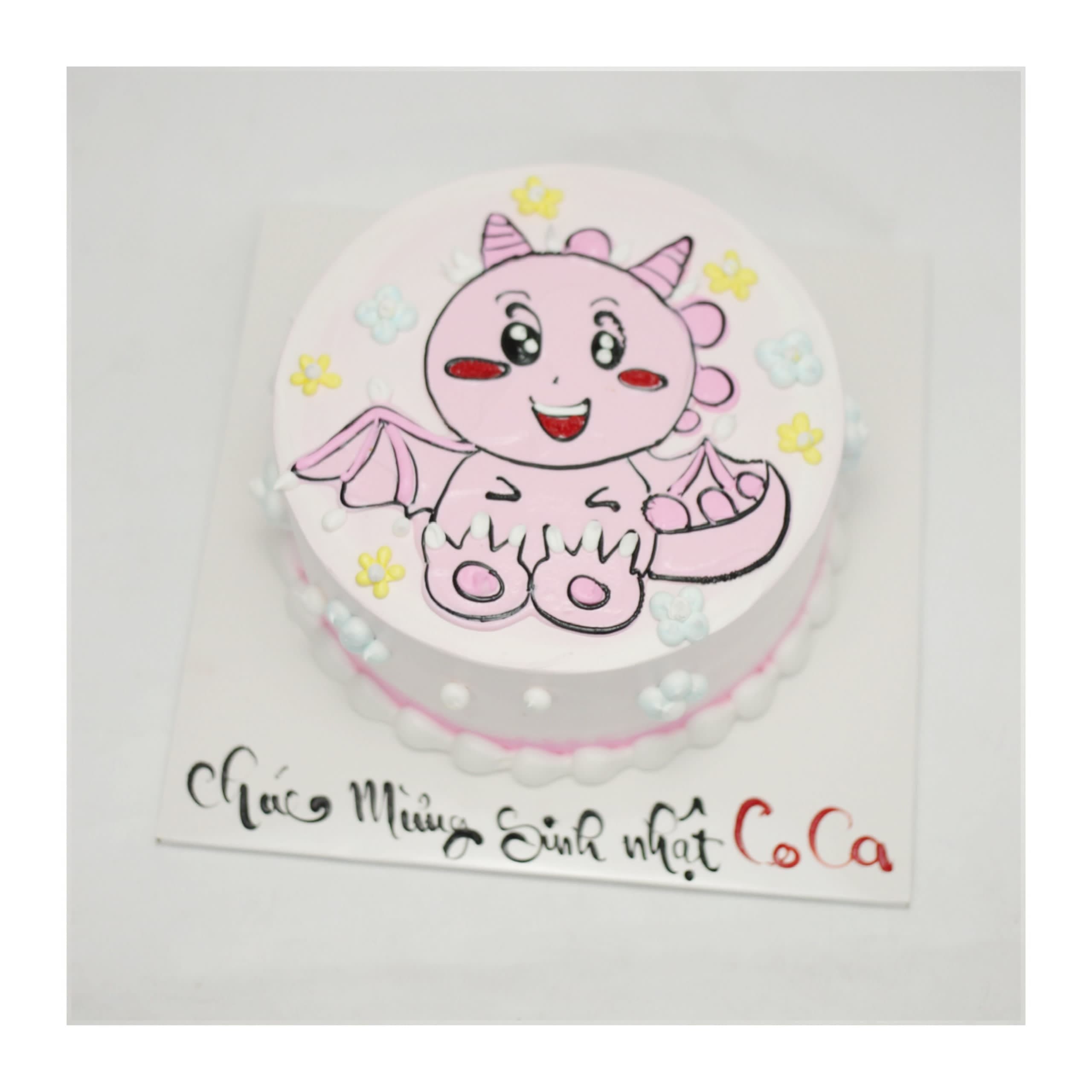 Bánh kem rồng hồng dễ thương cho bé