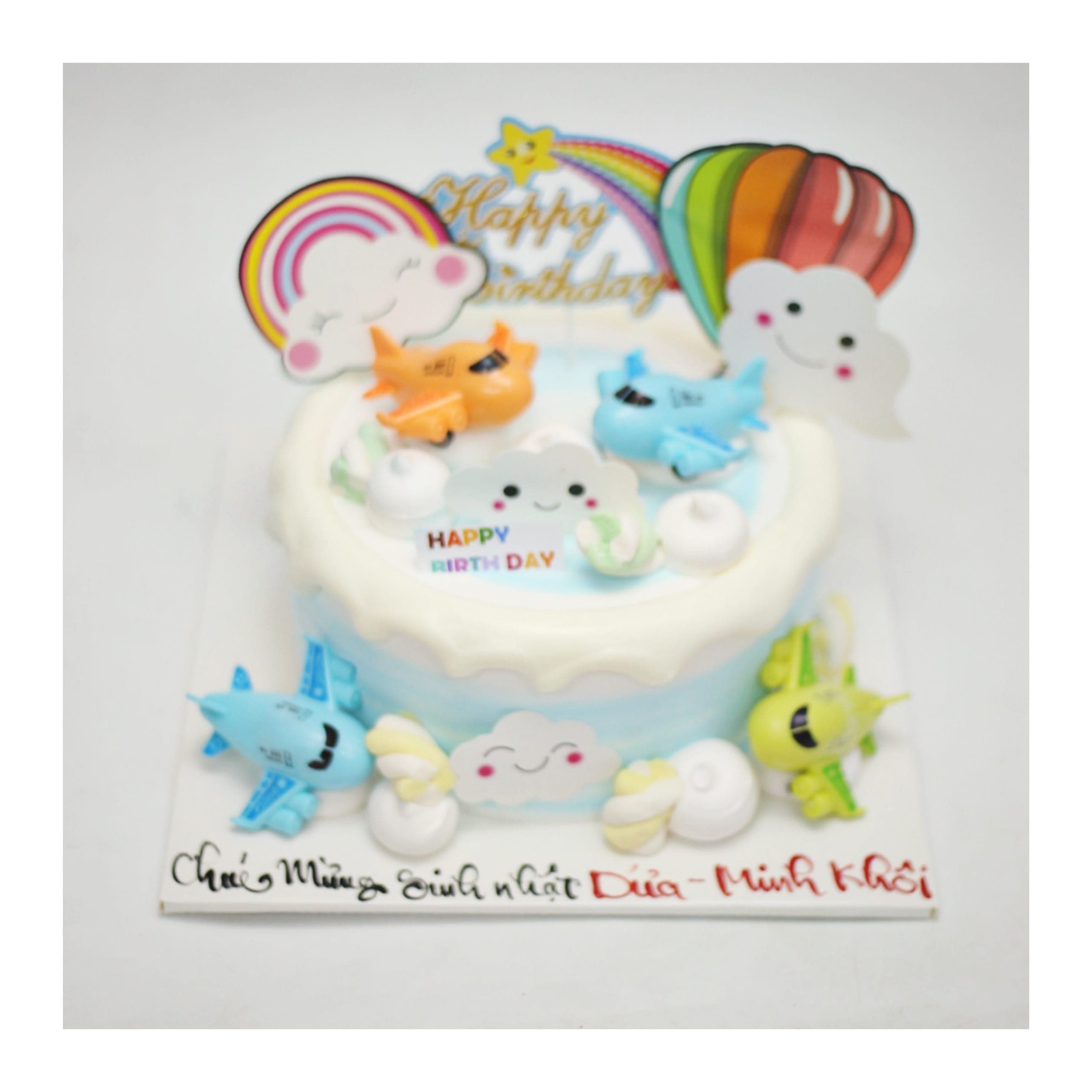 Bánh kem máy bay bầu trời cho bé