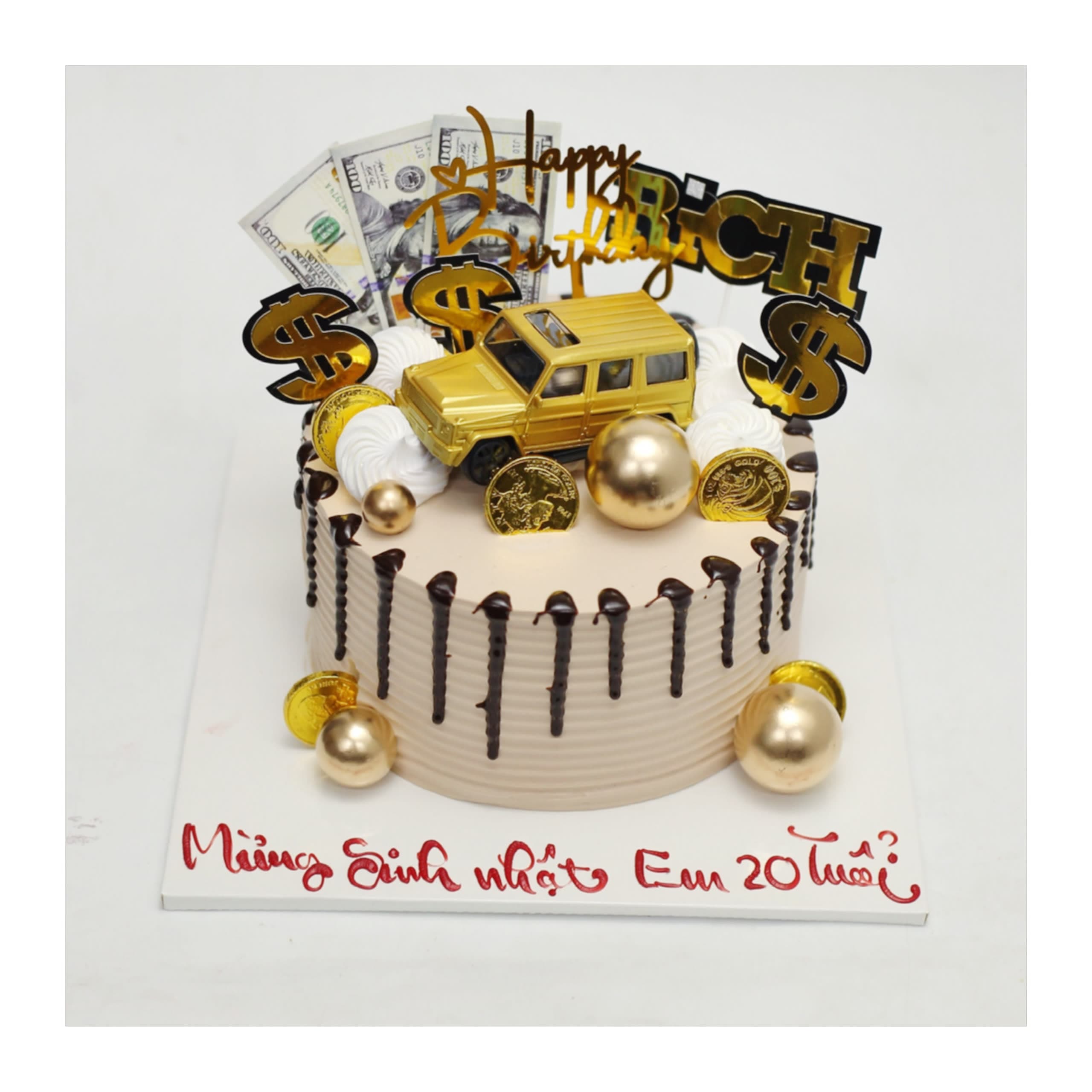 Bánh kem hũ vàng đô la sang trọng