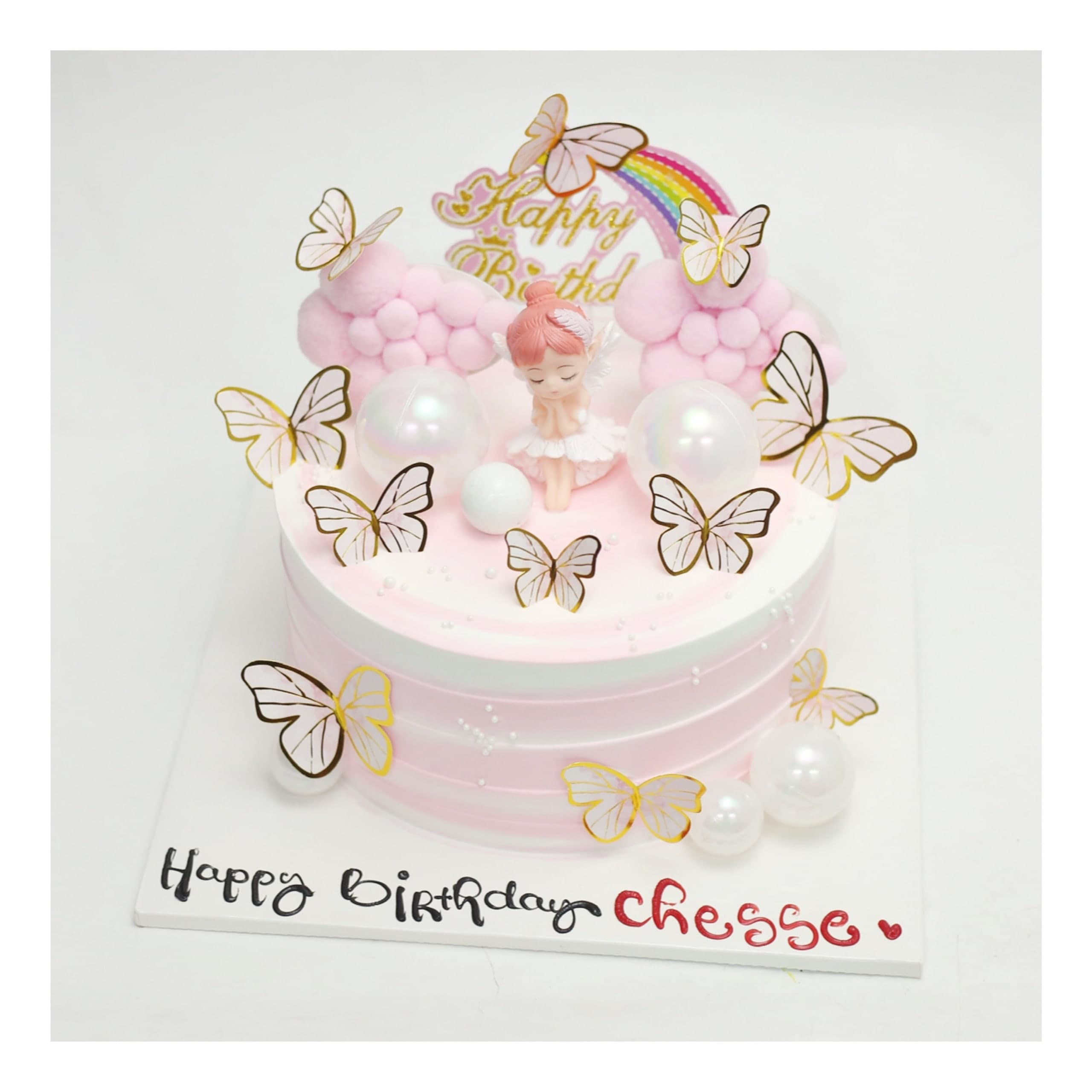 Bánh kem nàng tiên nhỏ hồng cánh bướm