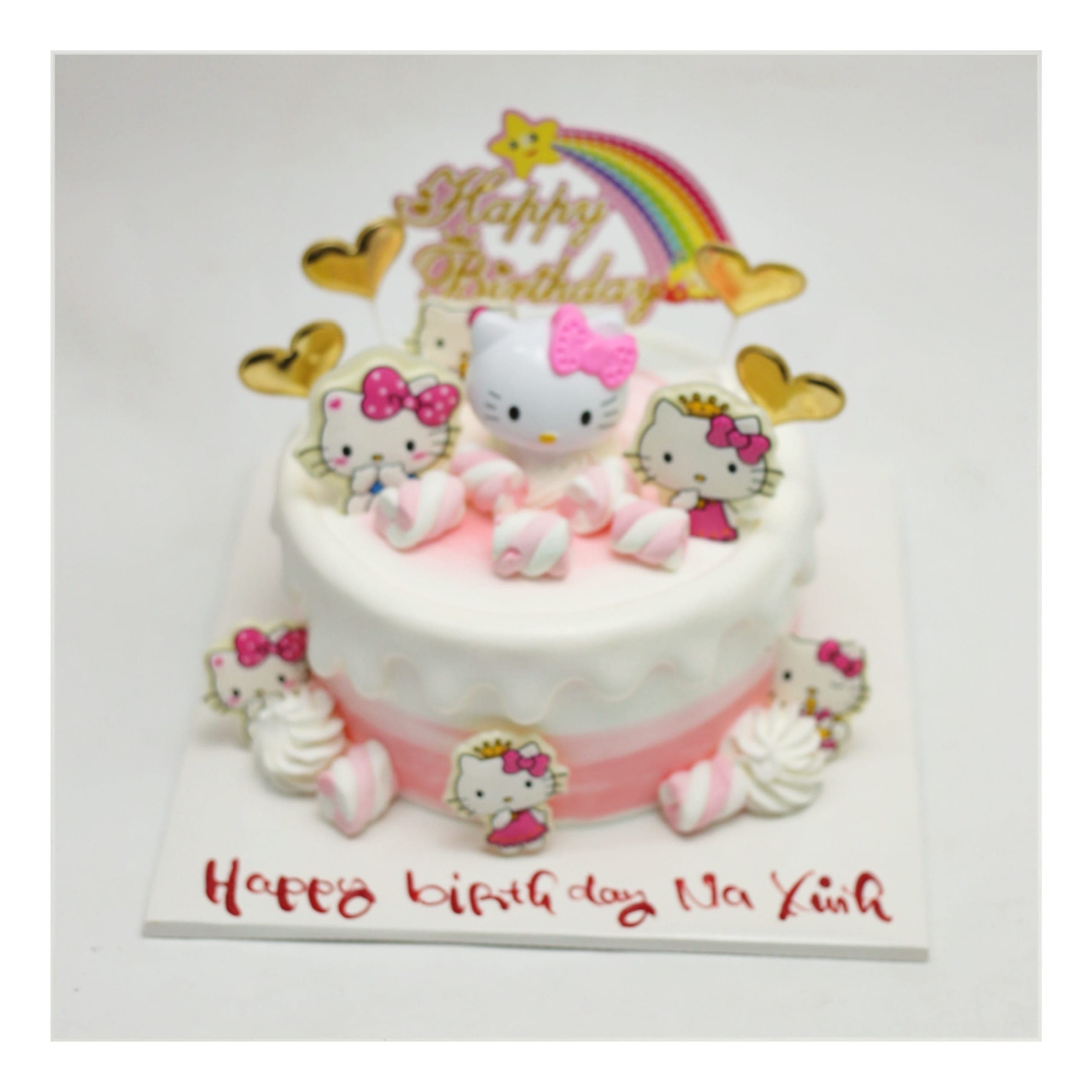 Bánh kem Hello Kitty hồng trắng
