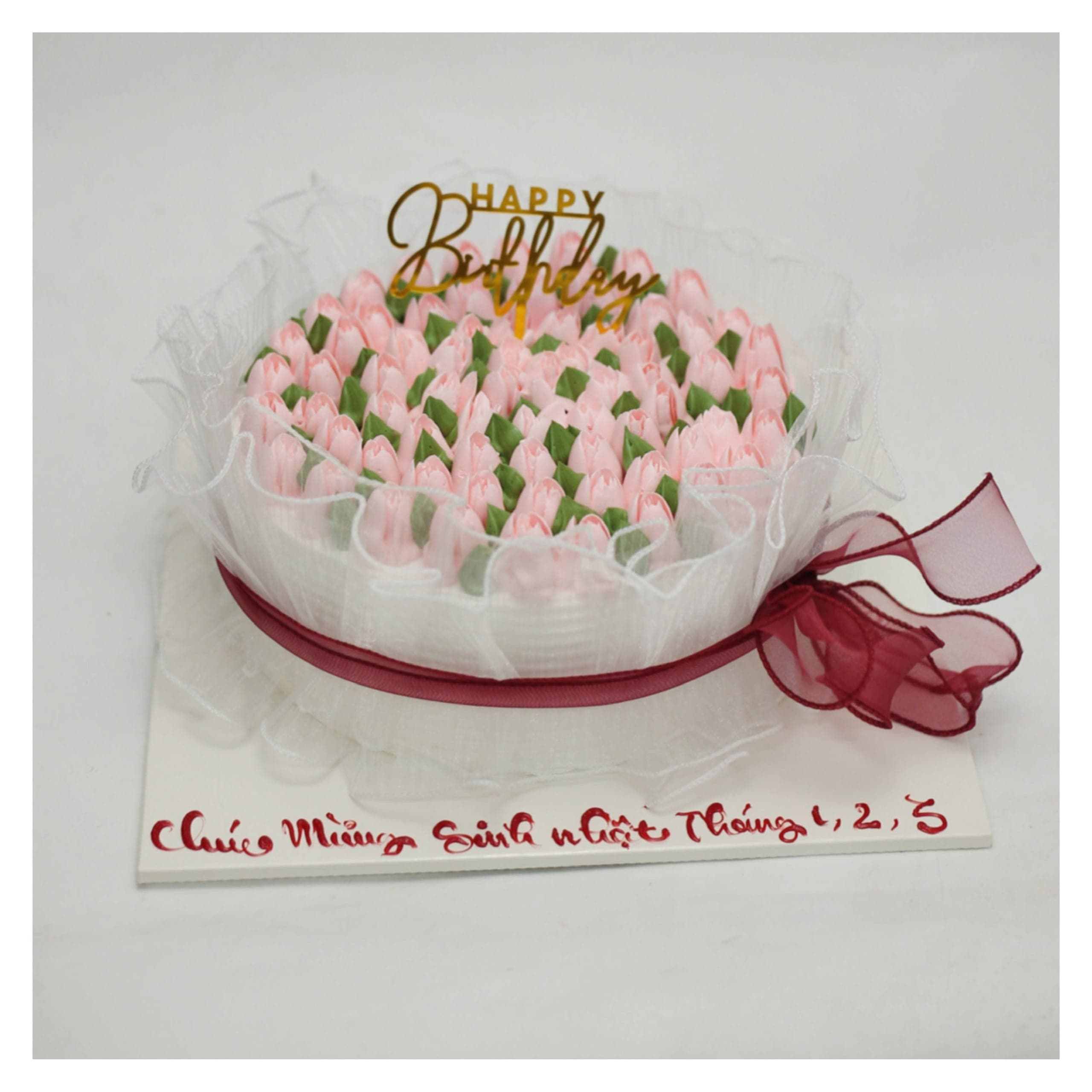 Bánh kem bó hoa tulip trang trí lãng mạn