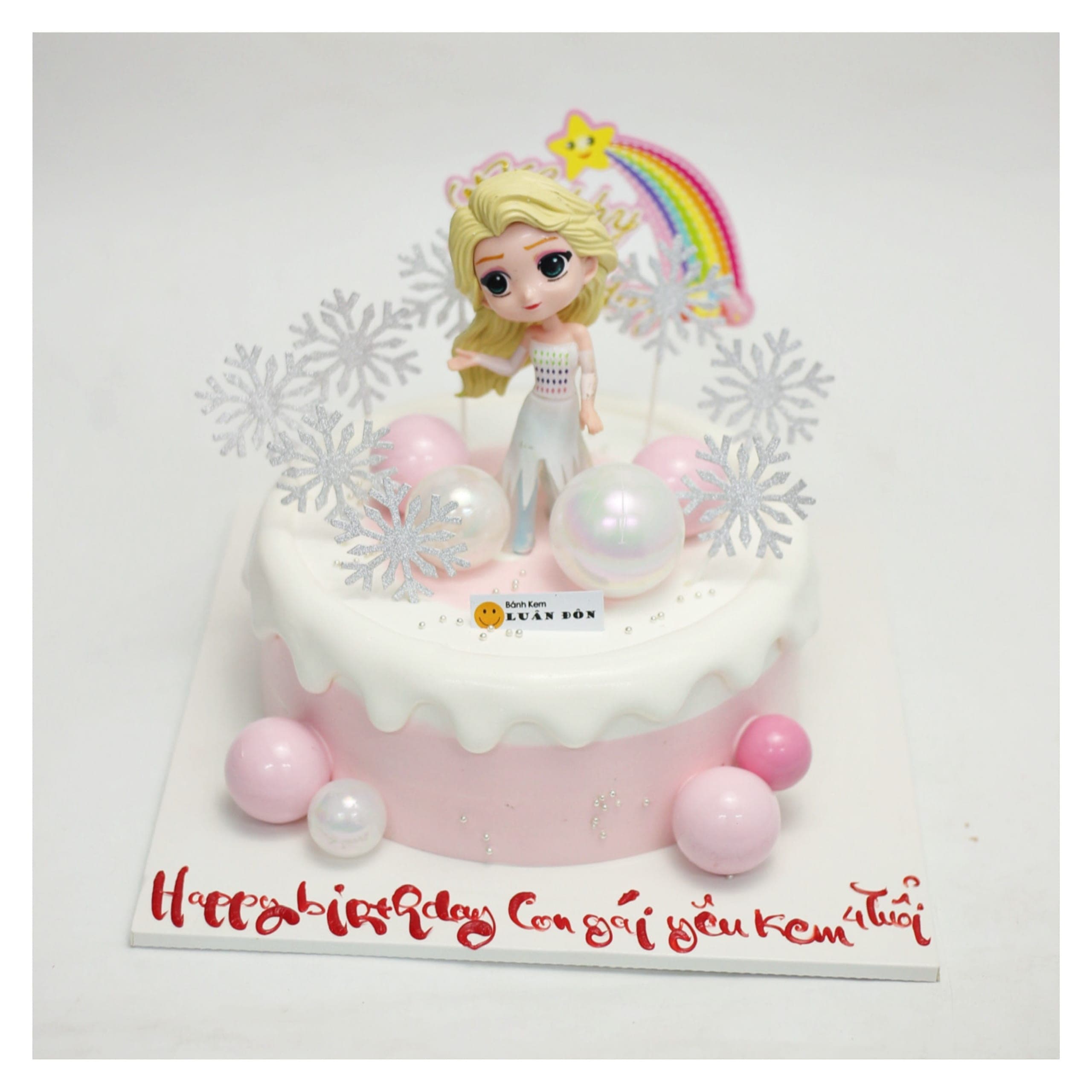 Bánh kem Elsa và bông tuyết cho bé gái