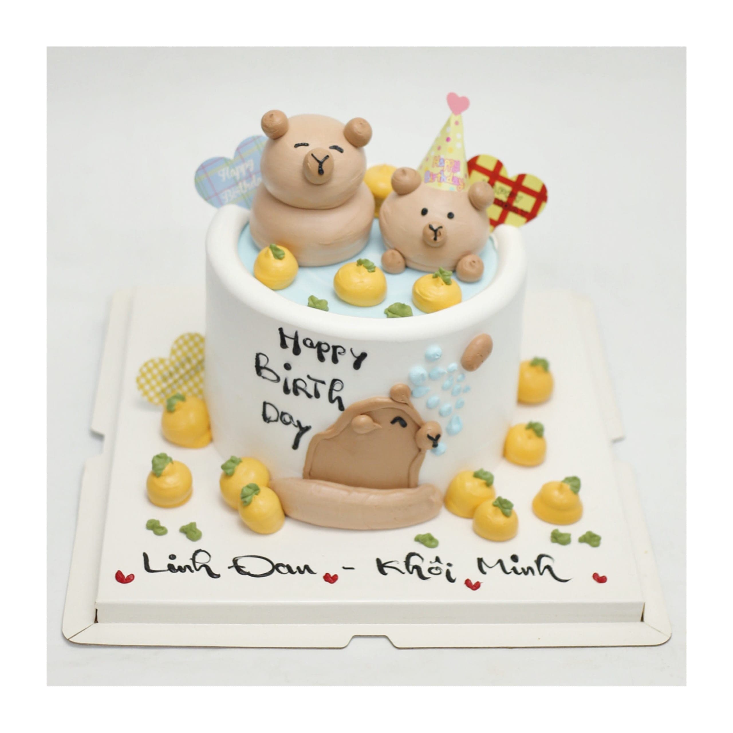 Bánh kem chú gấu ngộ nghĩnh đi tắm