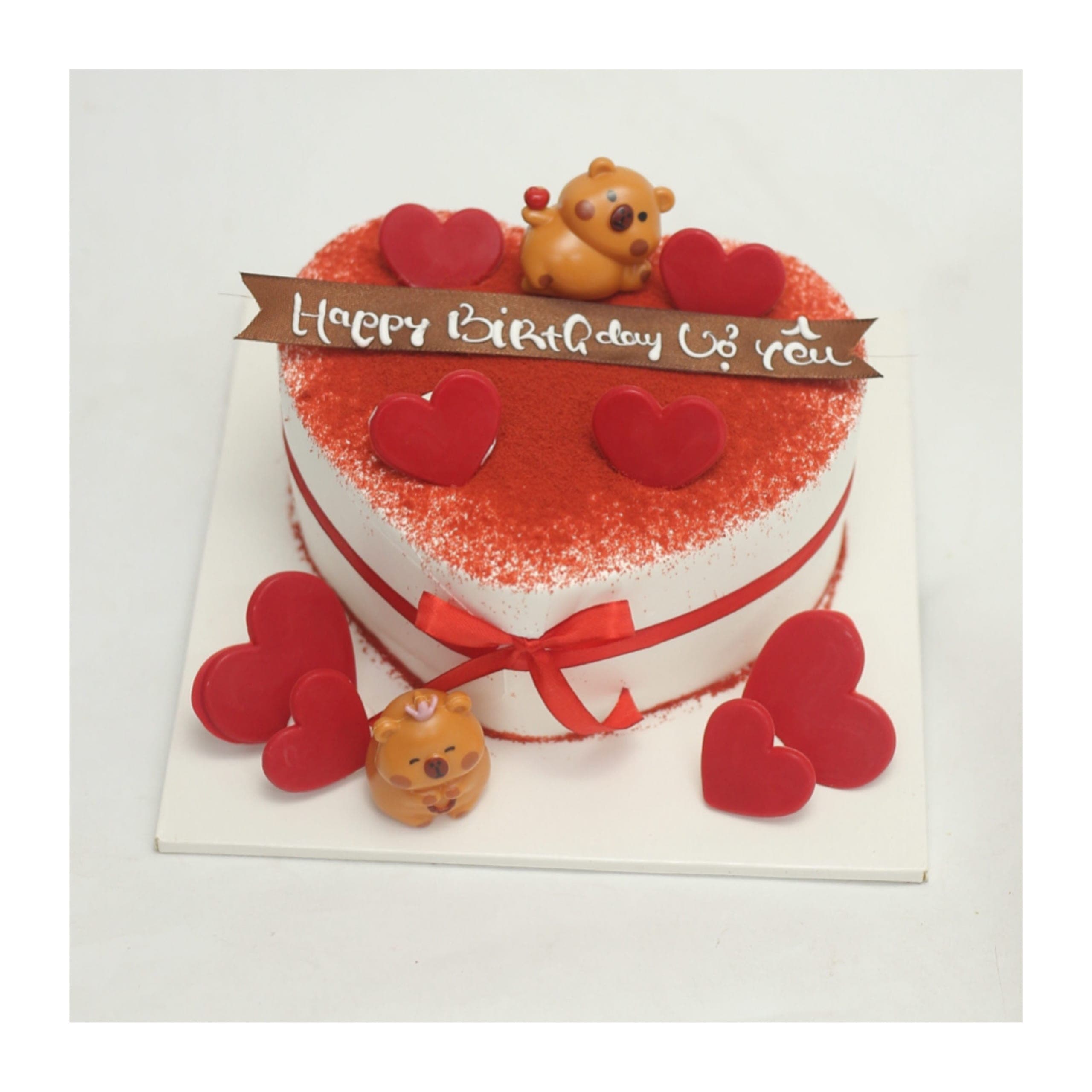 Bánh kem trái tim gấu nhỏ tặng vợ yêu