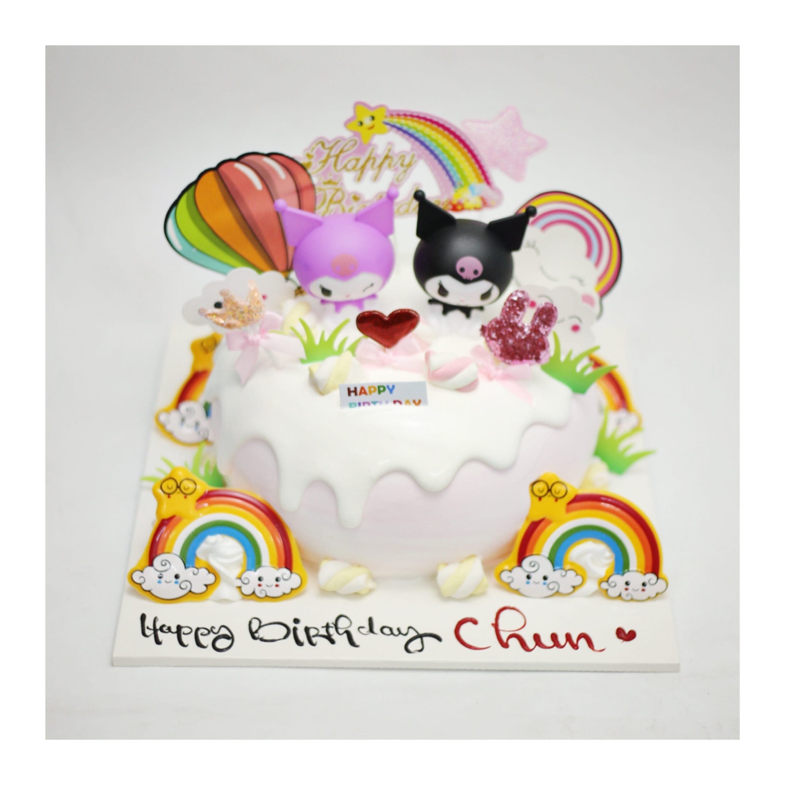 Bánh kem cầu vồng chủ đề Kuromi và My Melody