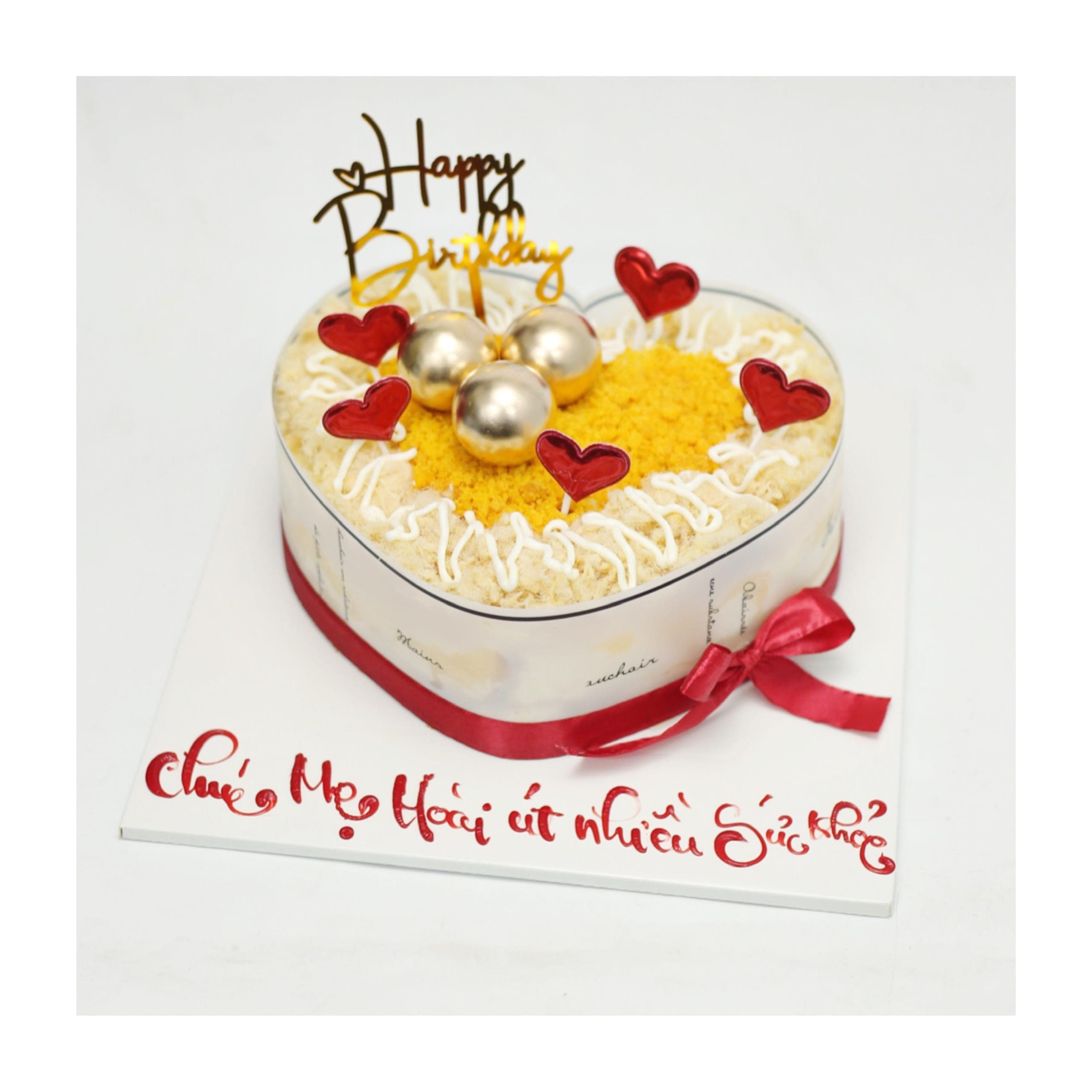 Bánh bông lan trứng muối trái tim đỏ