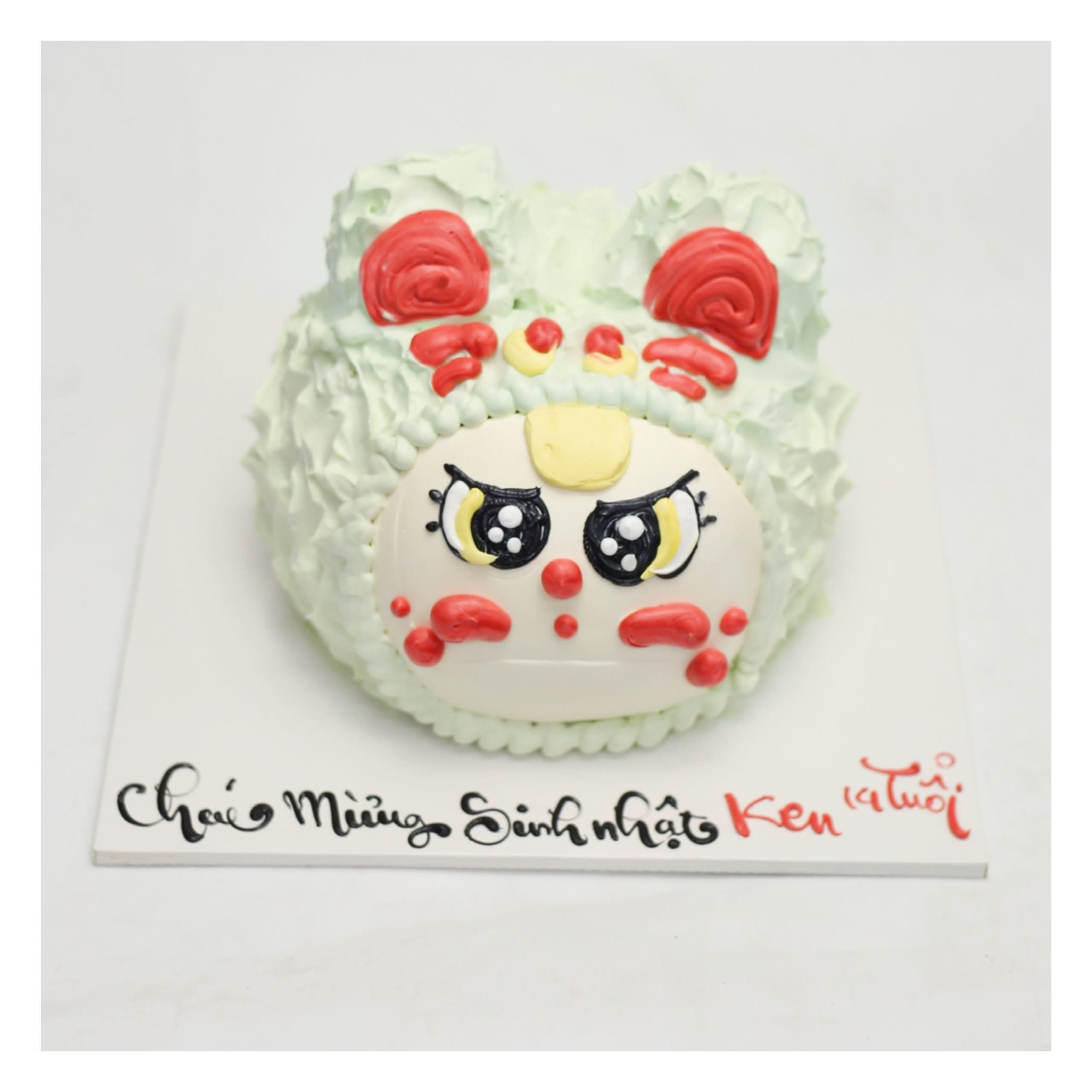 Bánh kem tạo hình bé mèo xanh ngọc cá tính