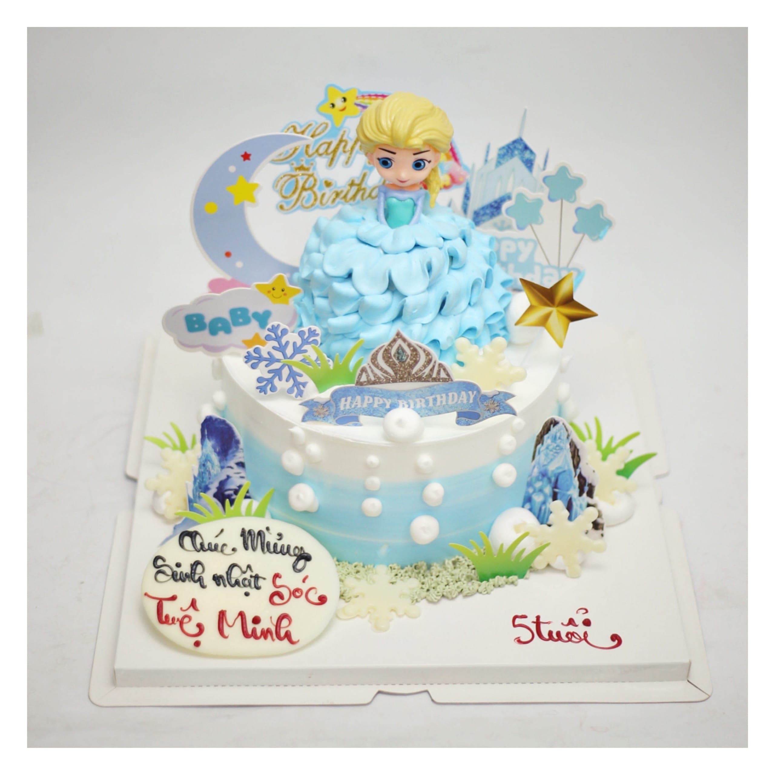 Bánh kem Elsa vương miện lộng lẫy cho bé gái