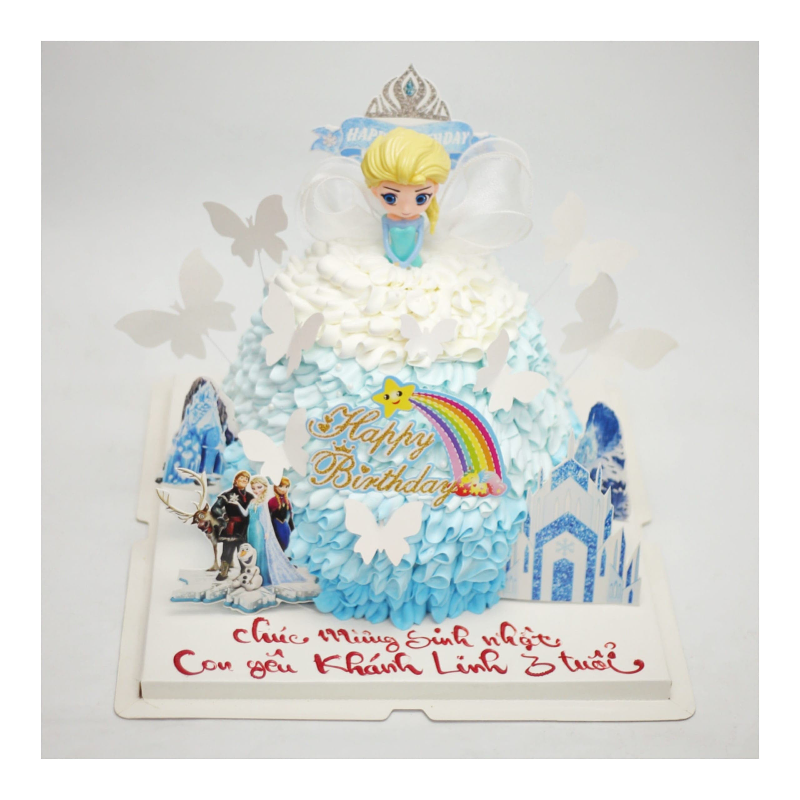 Bánh kem công chúa Elsa xanh mát