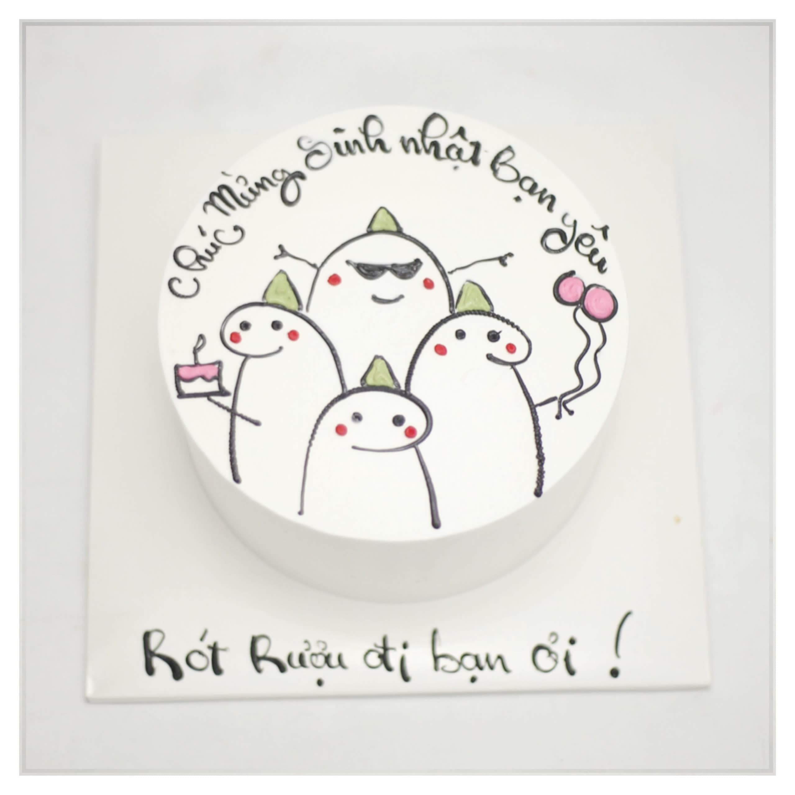 Bánh kem vẽ hình bạn thân vui nhộn