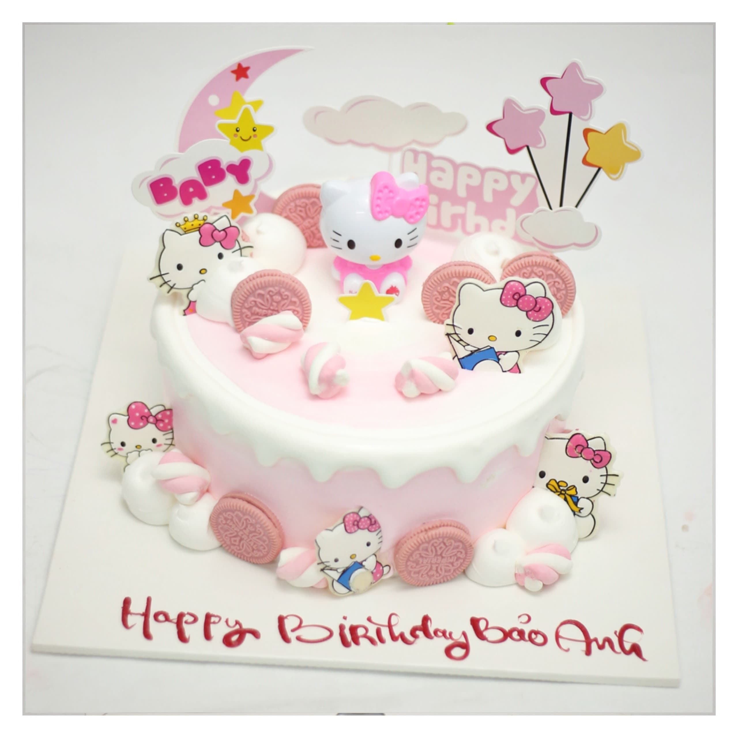 Bánh kem hồng Hello Kitty cho bé gái