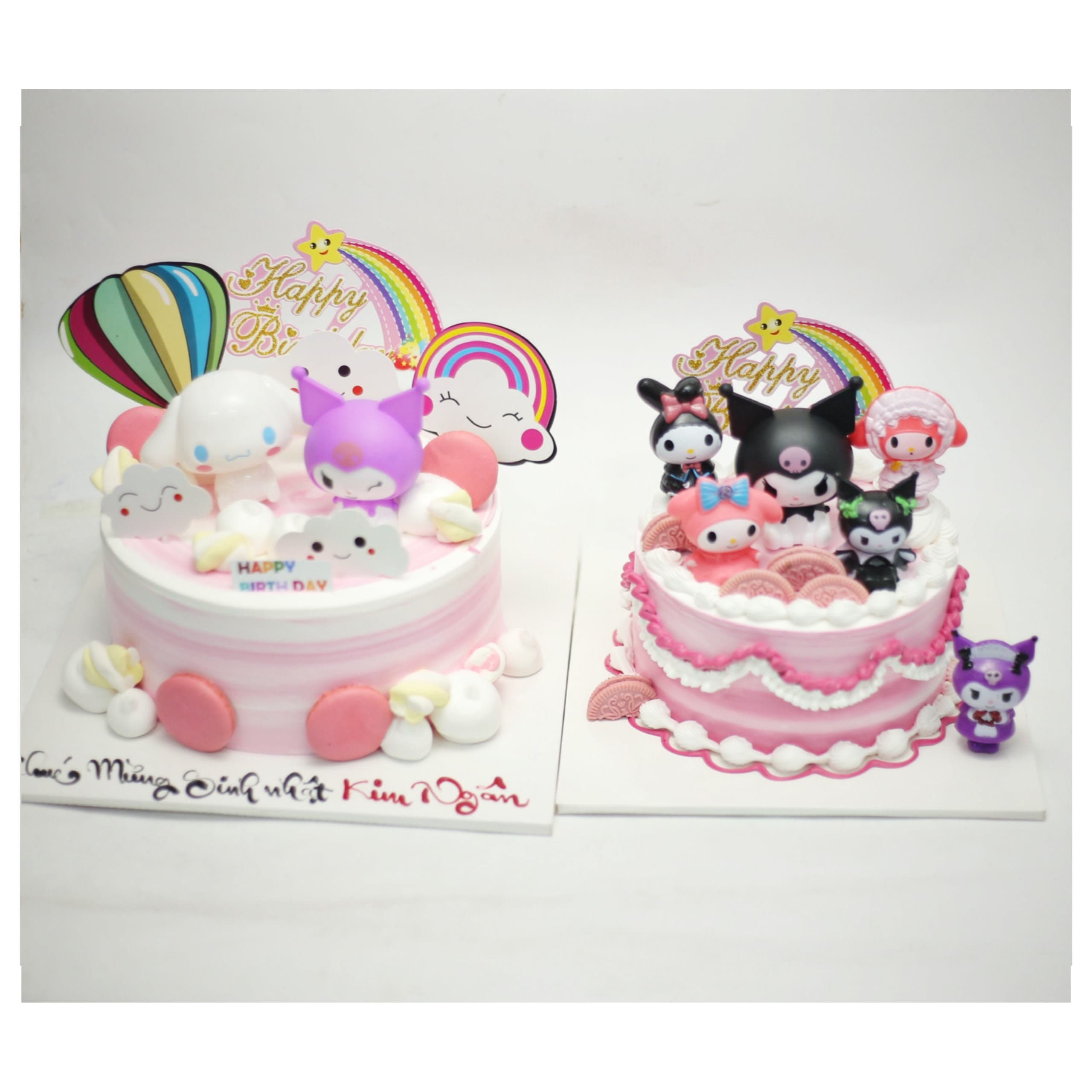 Bánh kem chủ đề Kuromi và Cinnamoroll dễ thương