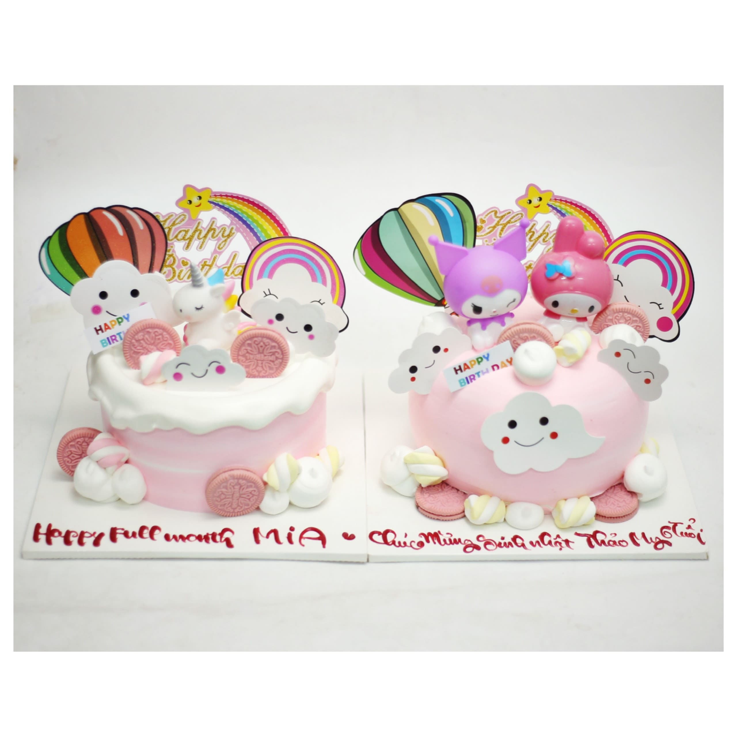 Bánh kem set Kuromi và kỳ lân xinh xắn