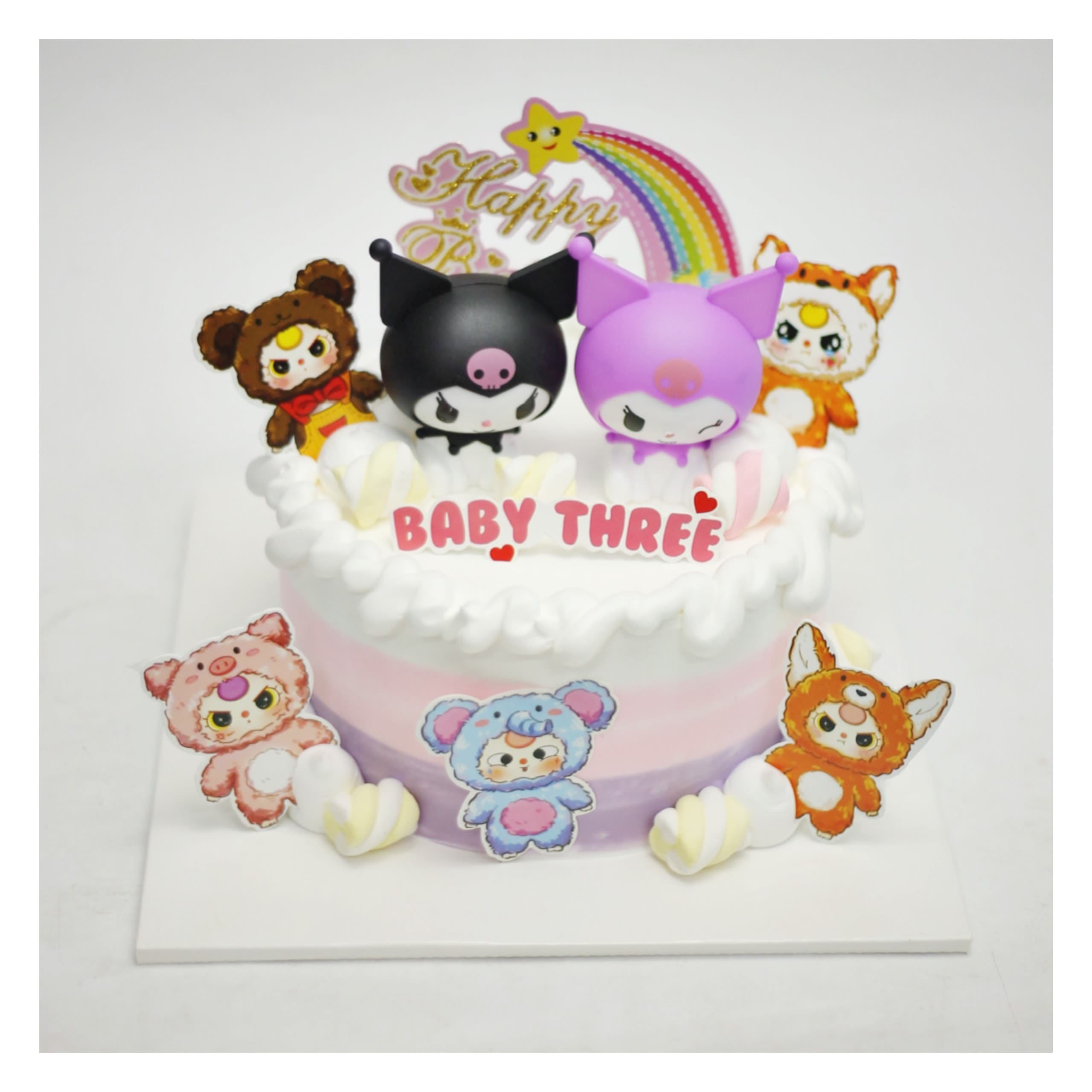 Bánh kem Baby Three trang trí cầu vồng