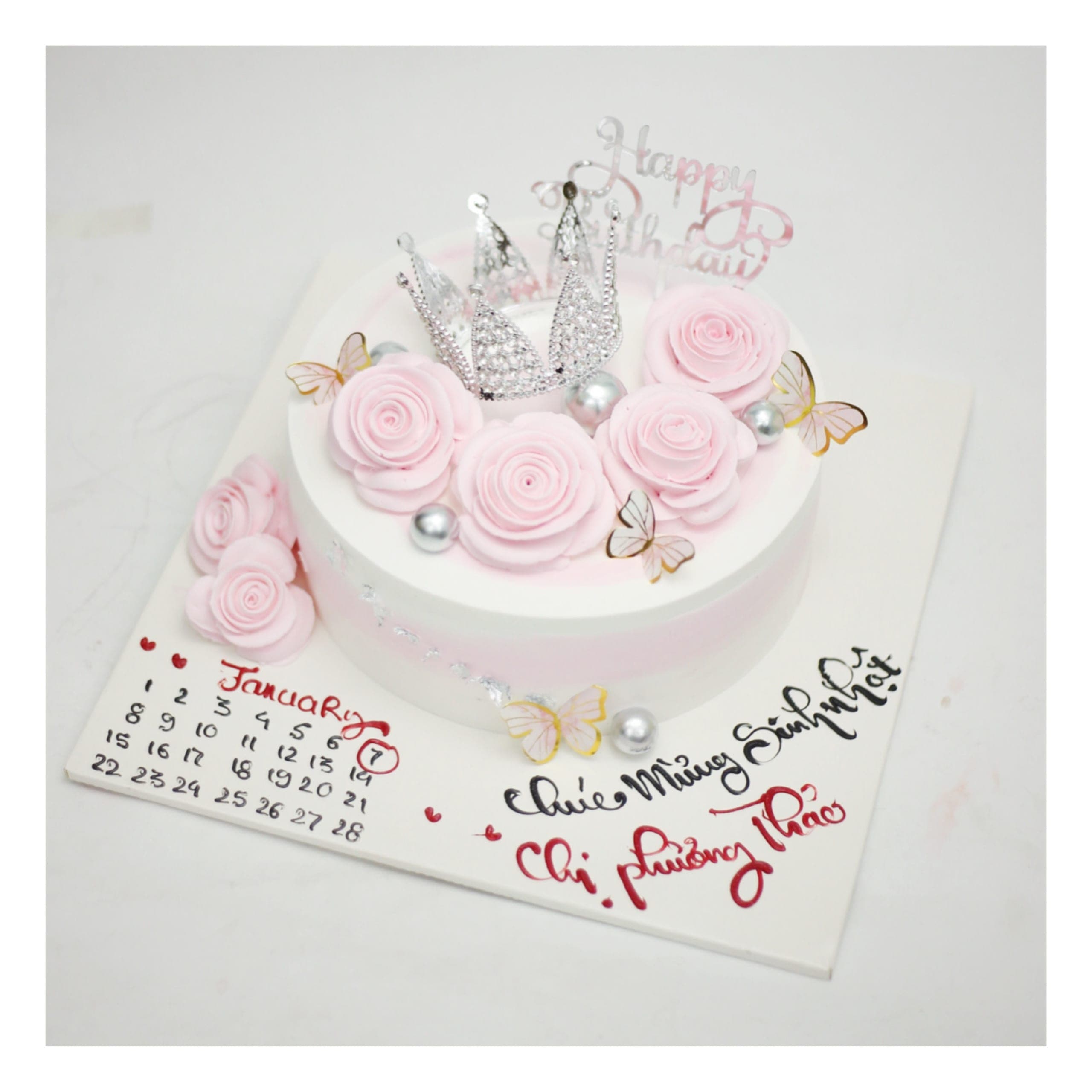 Bánh kem vương miện hồng dịu dàng