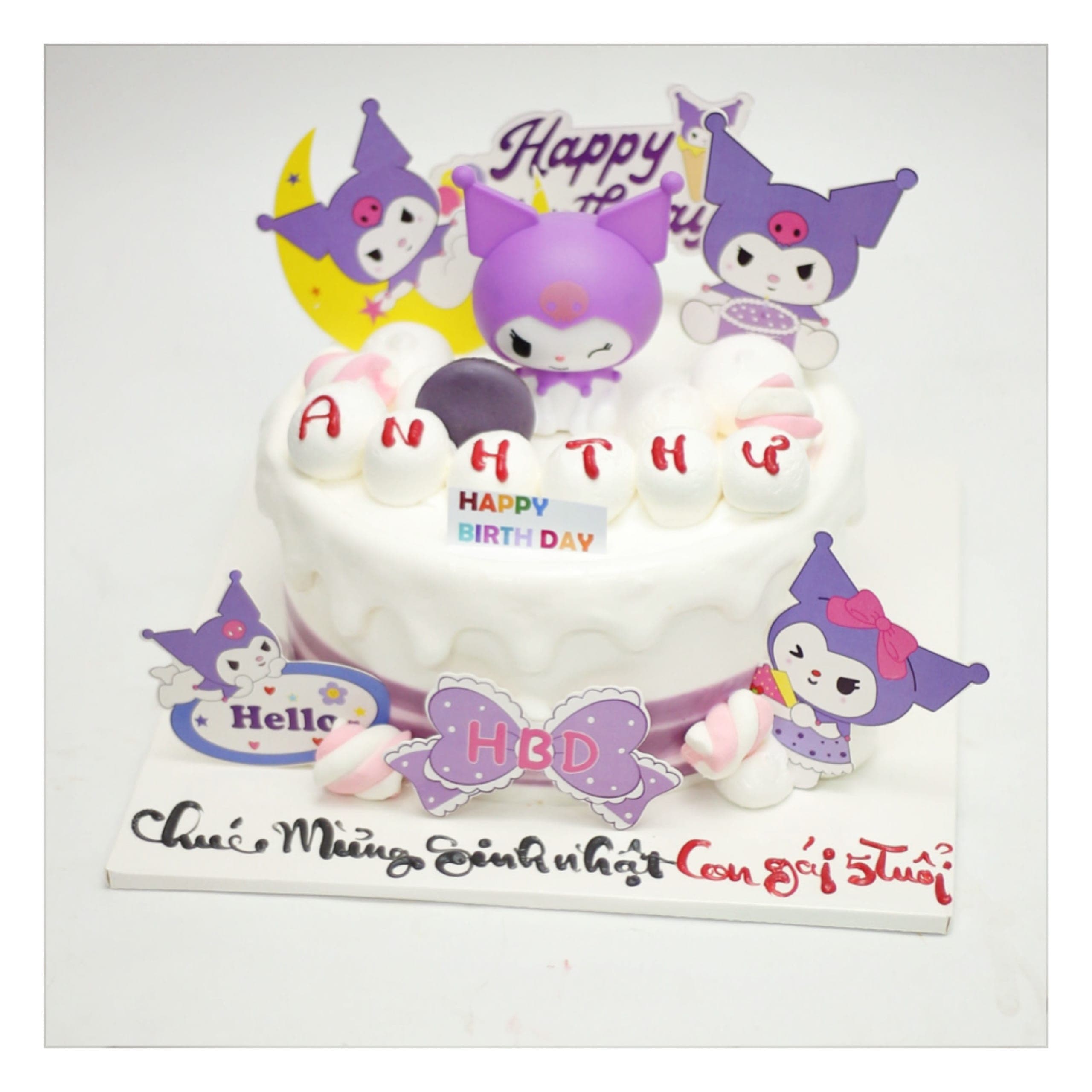 Bánh kem trắng nhỏ trang trí mô hình Kuromi