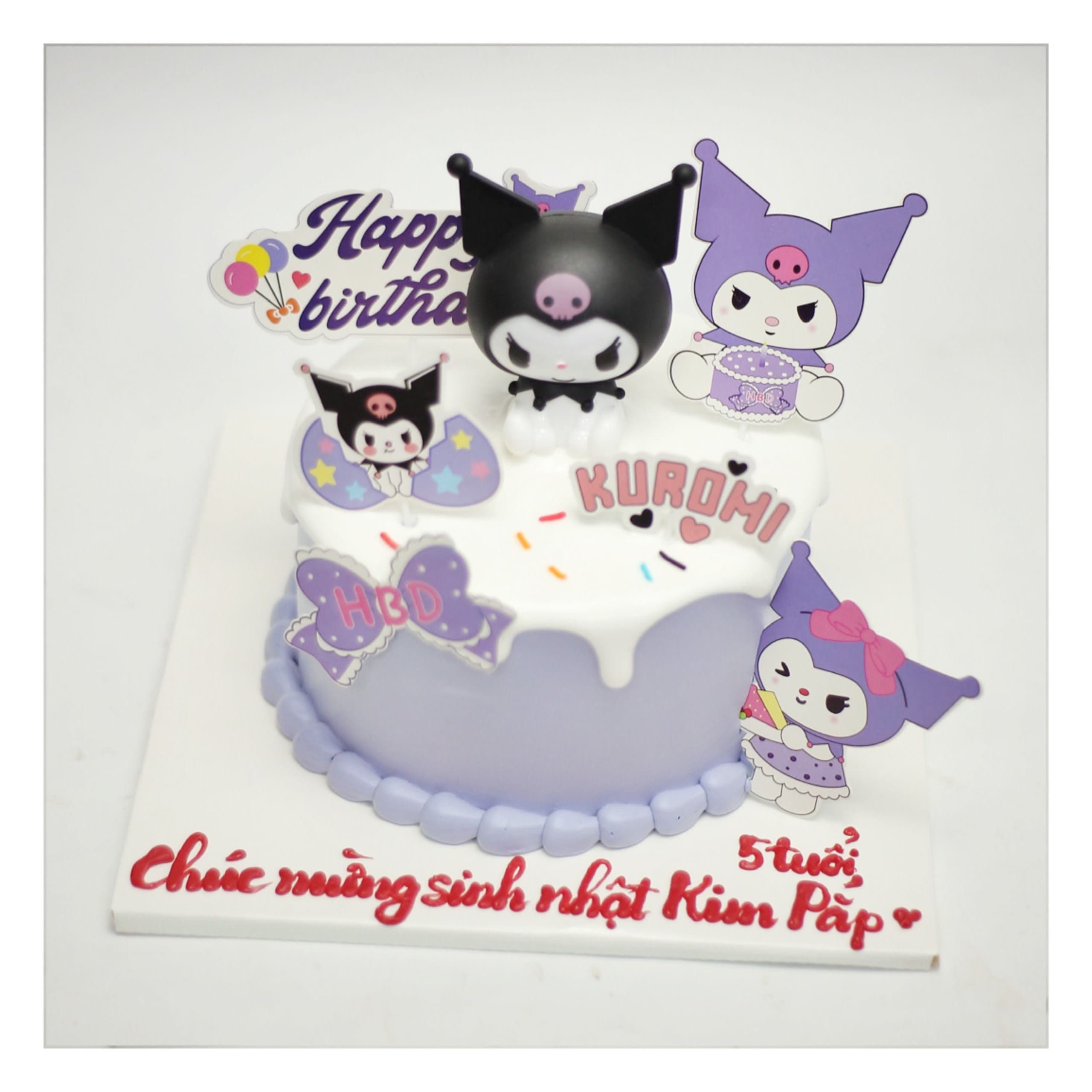 Bánh kem tím hiện đại trang trí mô hình Kuromi