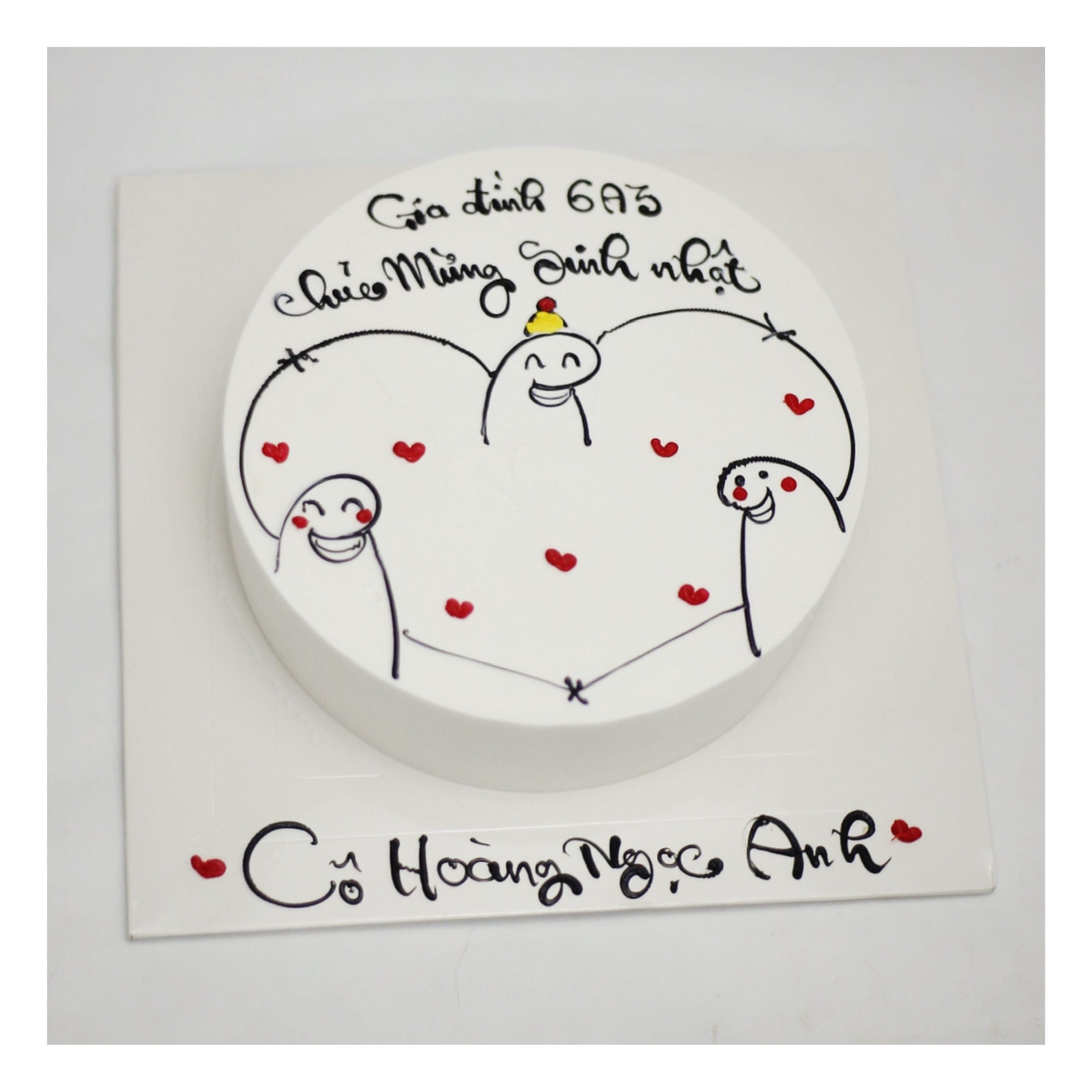 Bánh kem vẽ hình gia đình hạnh phúc