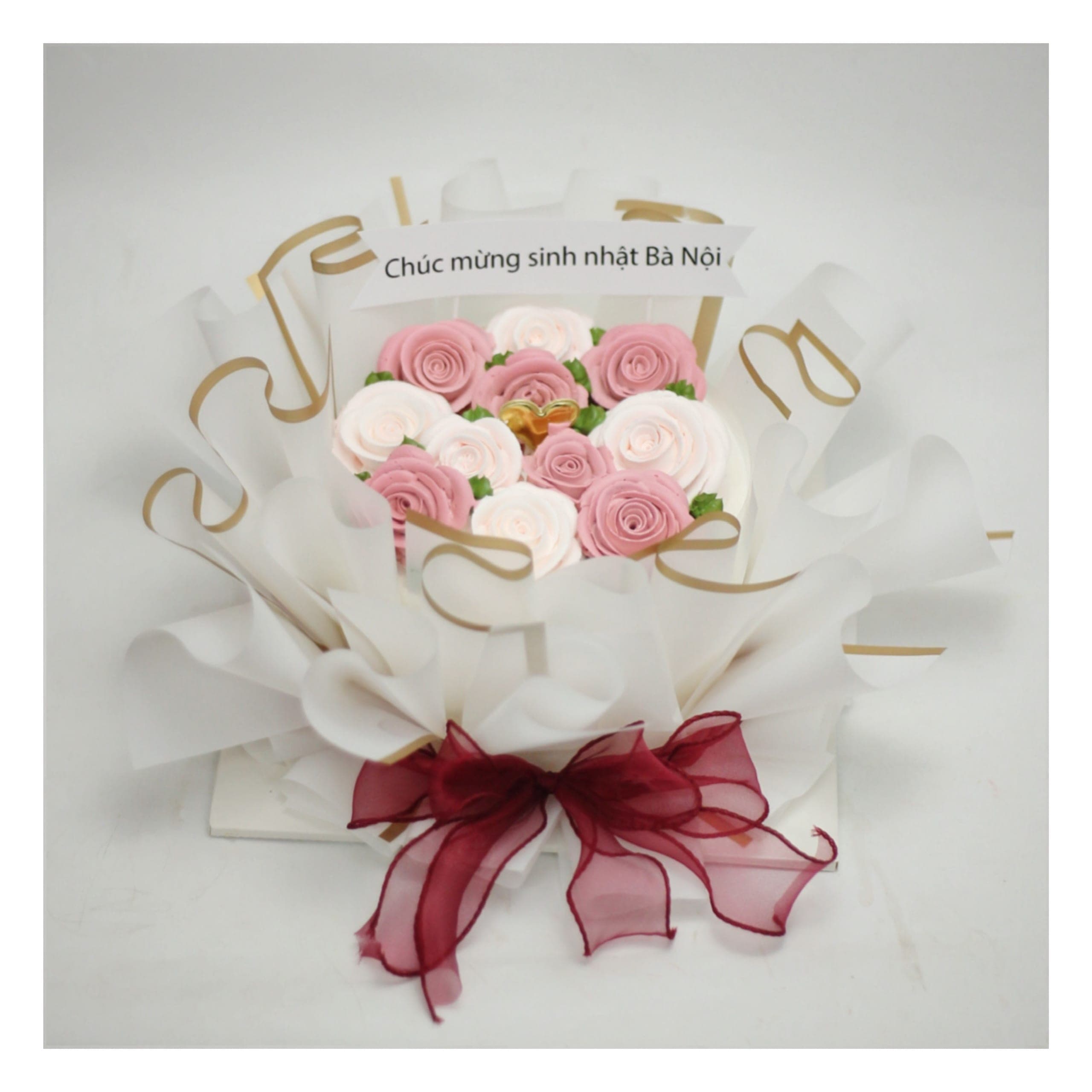 Bánh kem bó hoa hồng tinh tế